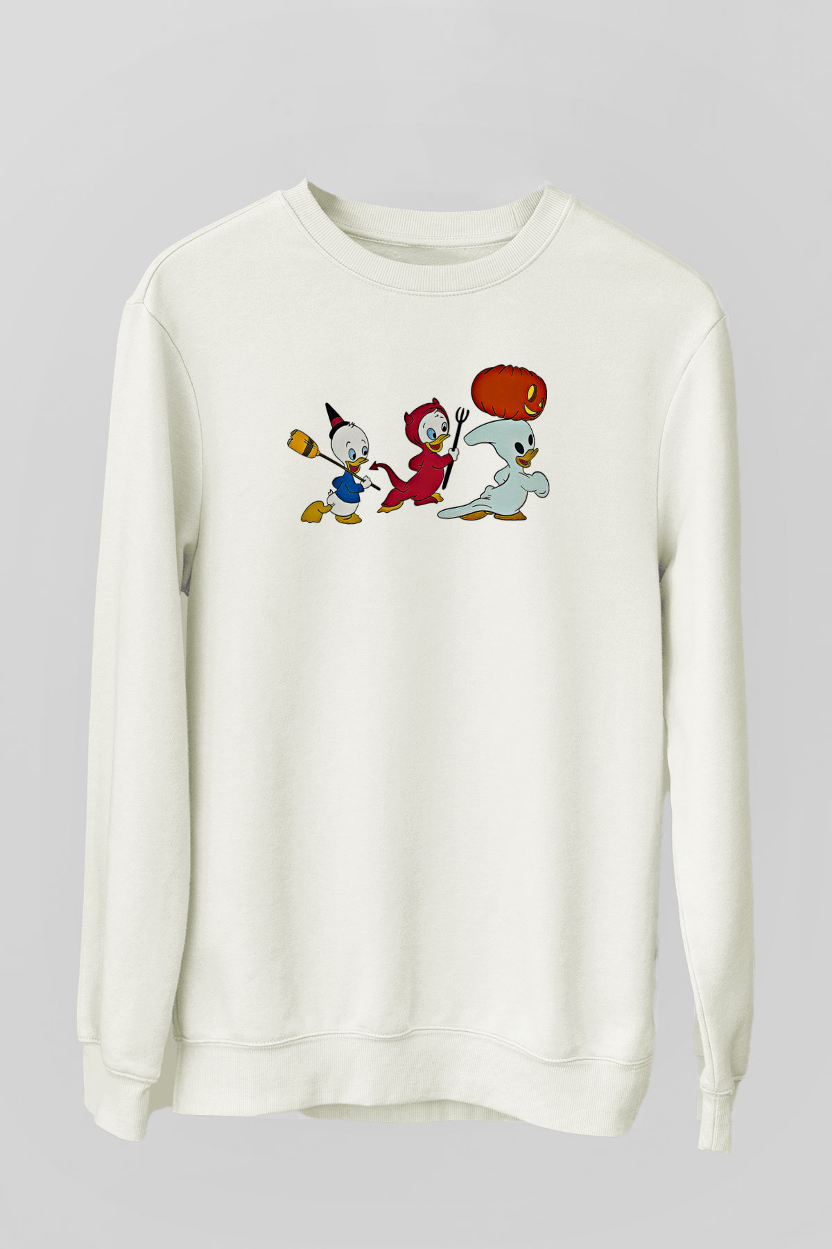 Halloween Baskılı Beyaz Unisex Sweatshirt