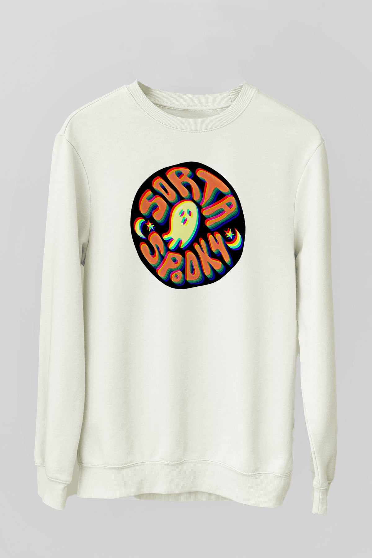 Halloween Baskılı Beyaz Unisex Sweatshirt