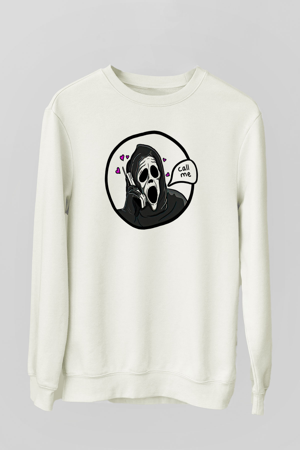 Halloween Baskılı Beyaz Unisex Sweatshirt