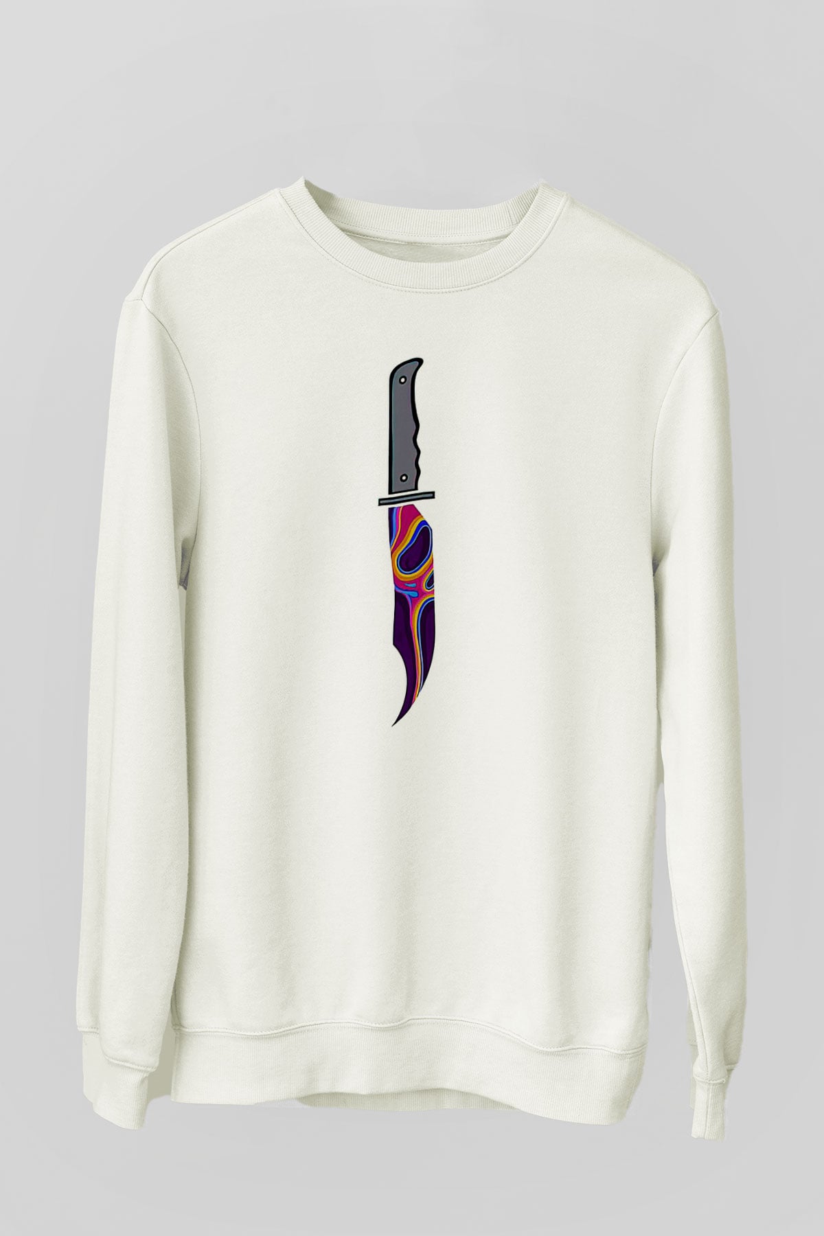 Halloween Baskılı Beyaz Unisex Sweatshirt