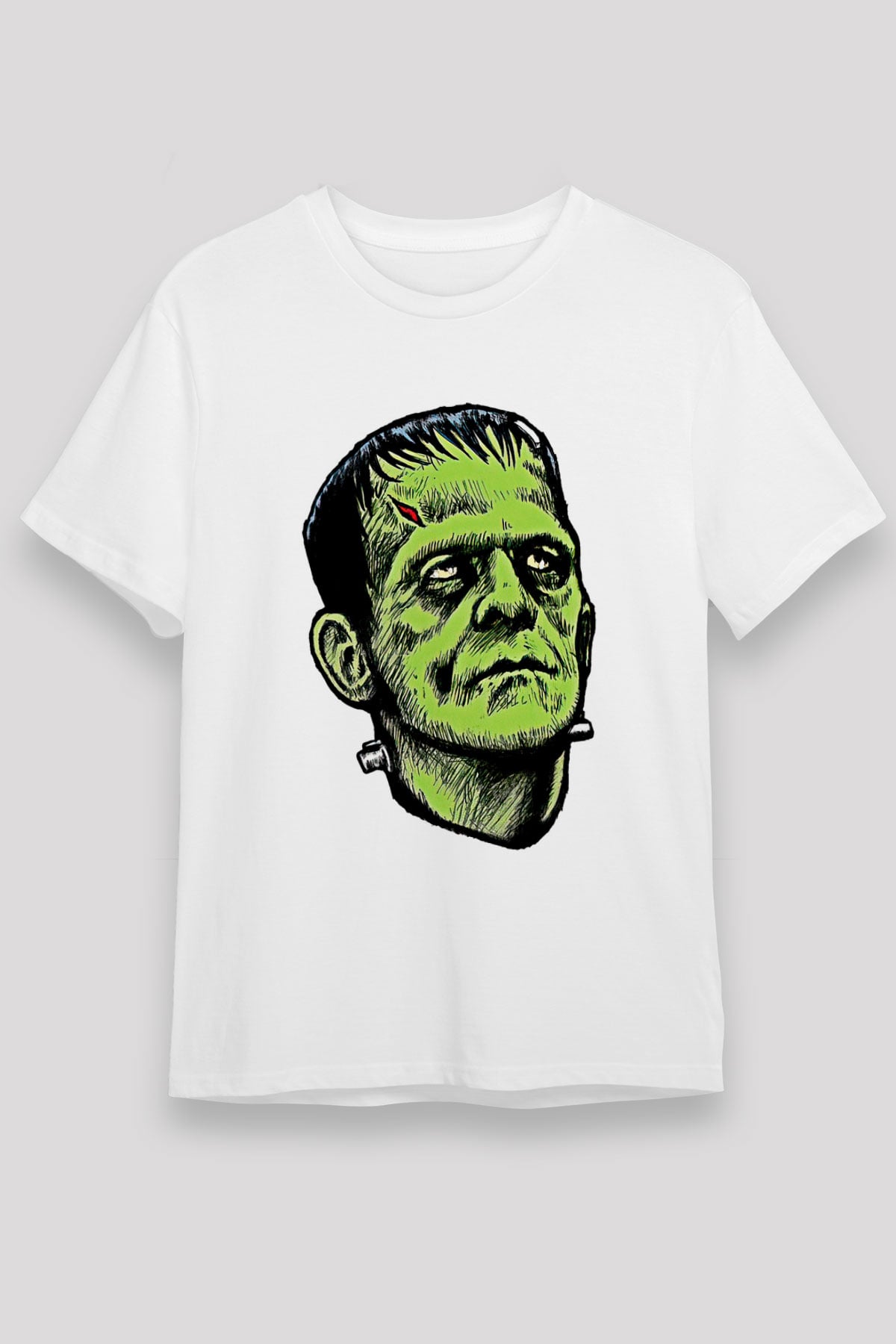 Halloween Baskılı Unisex Beyaz Tişört - Tshirt