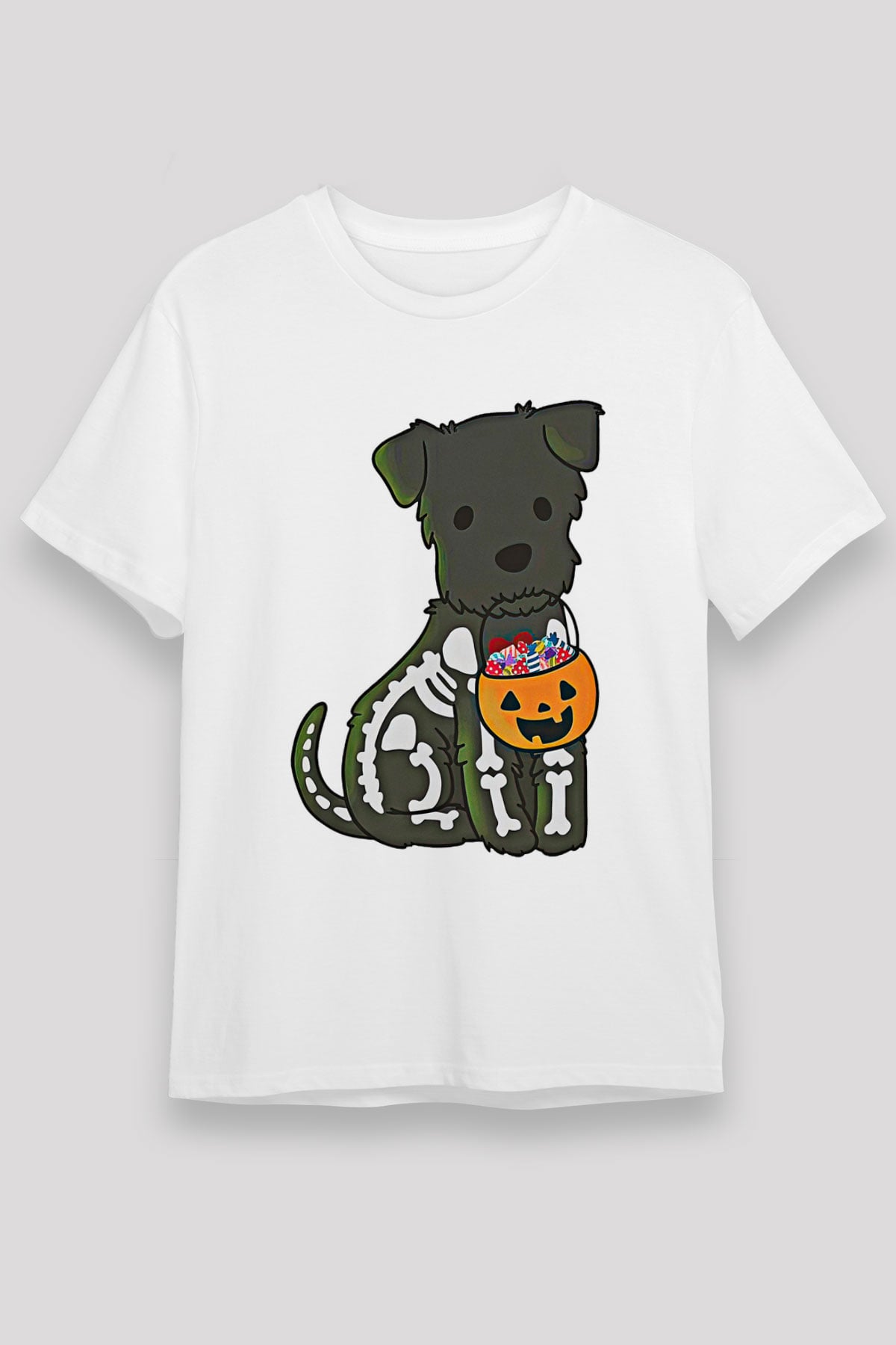 Halloween Baskılı Unisex Beyaz Tişört - Tshirt