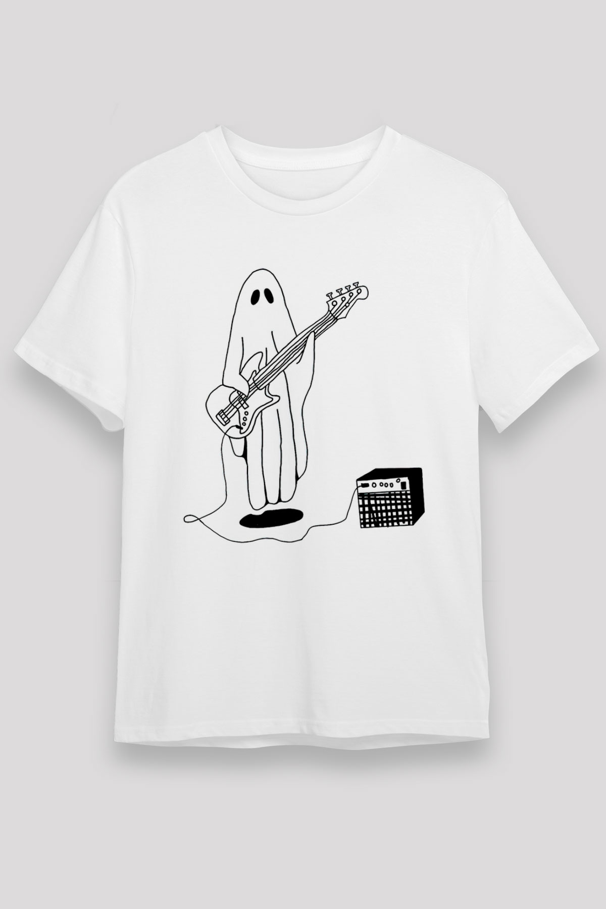 Halloween Baskılı Unisex Beyaz Tişört - Tshirt