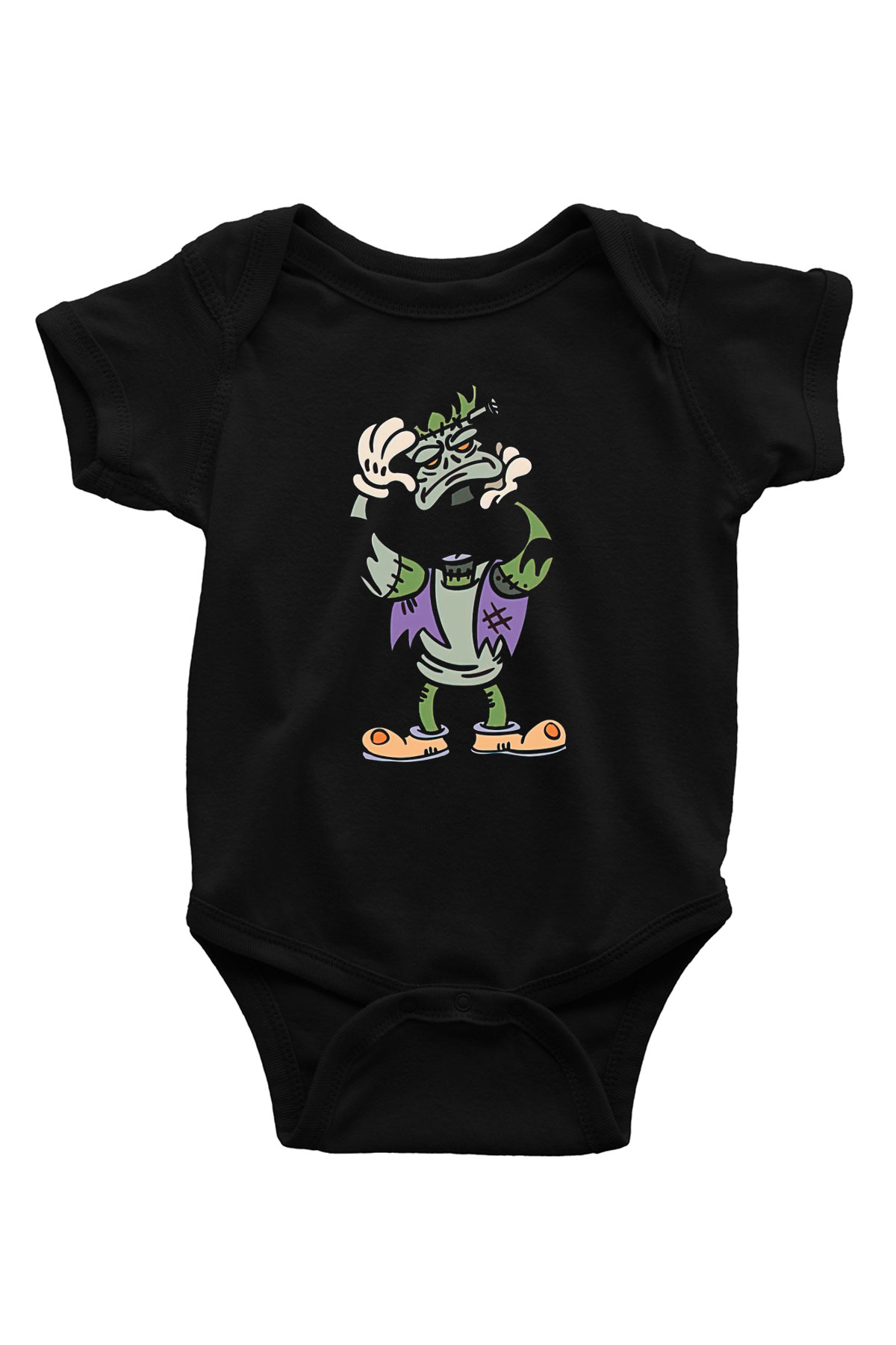 Halloween Baskılı Unisex Siyah Bebek Body - Zıbın