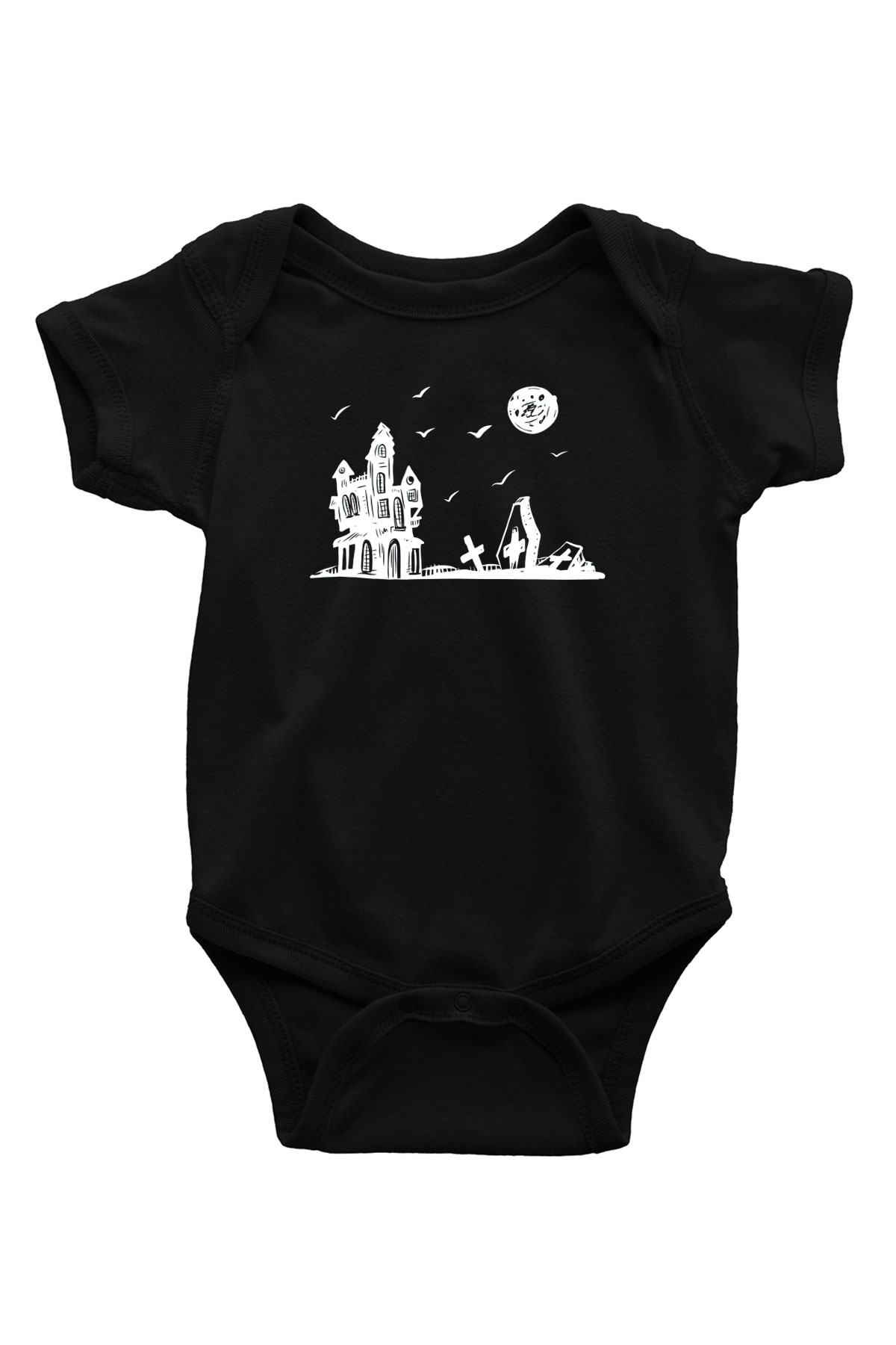 Halloween Baskılı Unisex Siyah Bebek Body - Zıbın
