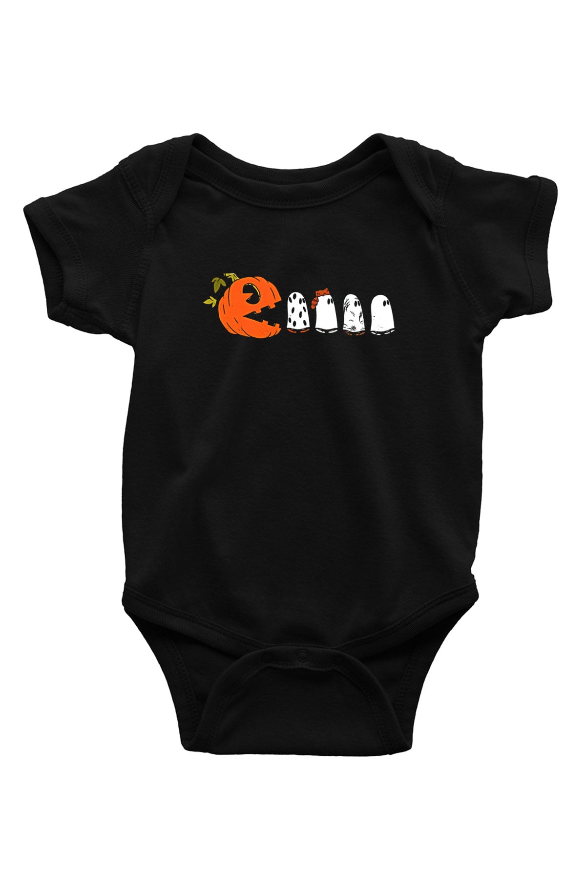 Halloween Baskılı Unisex Siyah Bebek Body - Zıbın