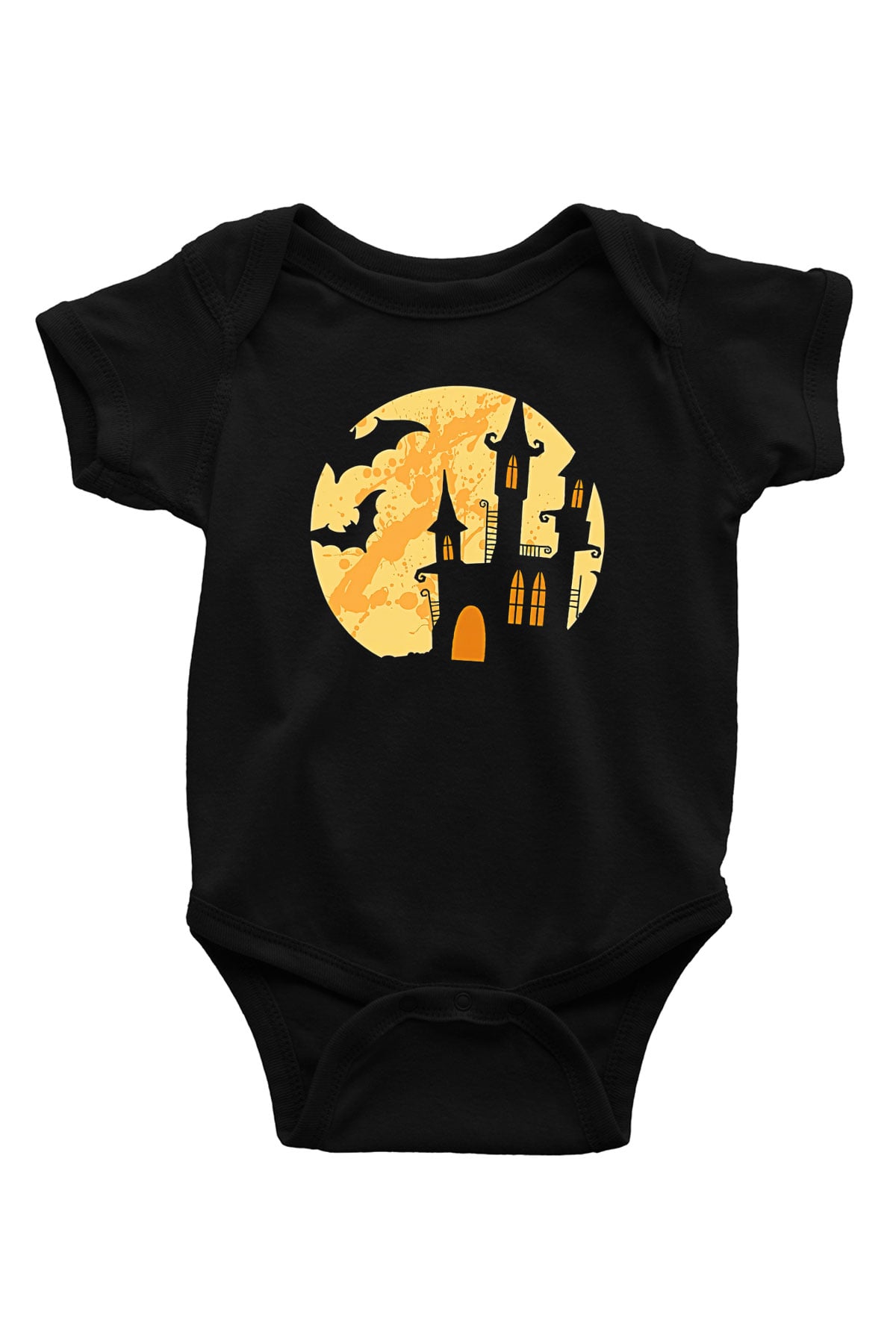 Halloween Baskılı Unisex Siyah Bebek Body - Zıbın