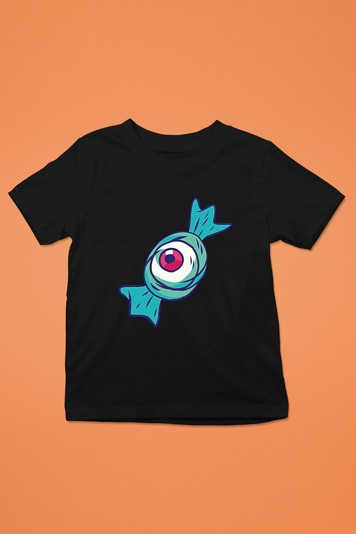 Halloween Baskılı Unisex Siyah Çocuk Tişört - Tshirt