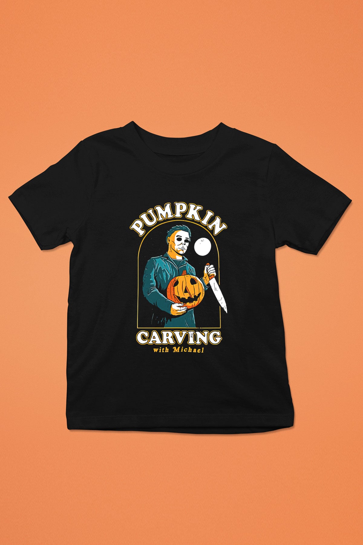 Halloween Baskılı Unisex Siyah Çocuk Tişört - Tshirt
