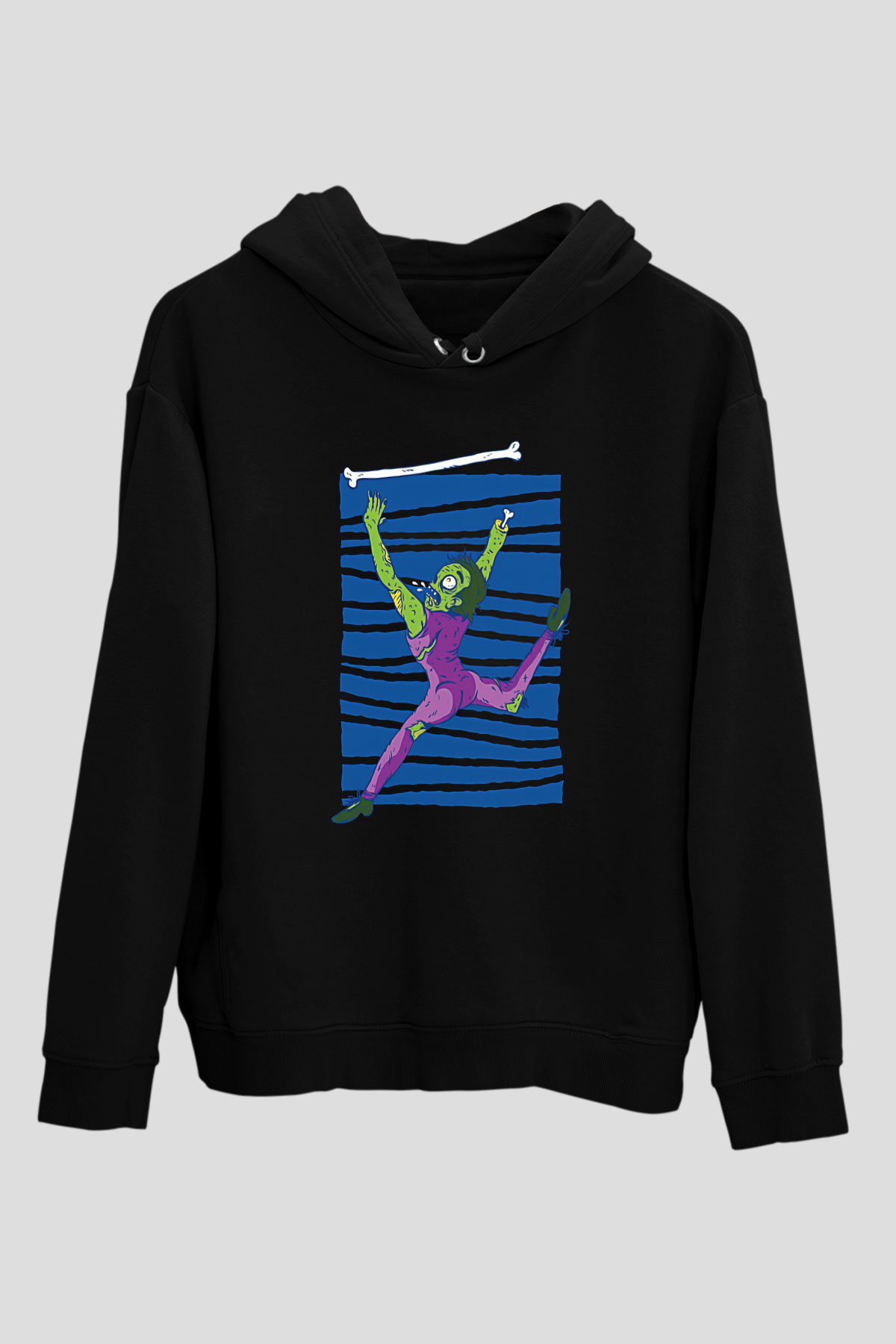 Halloween Baskılı Unisex Siyah Hoodie