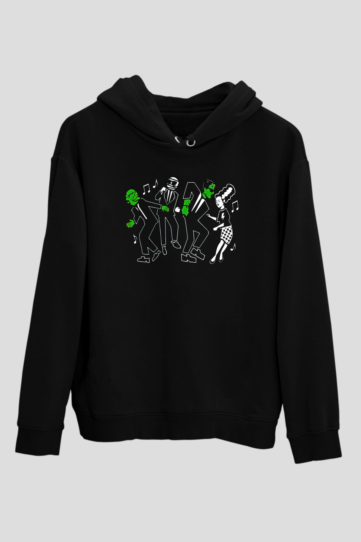 Halloween Baskılı Unisex Siyah Hoodie