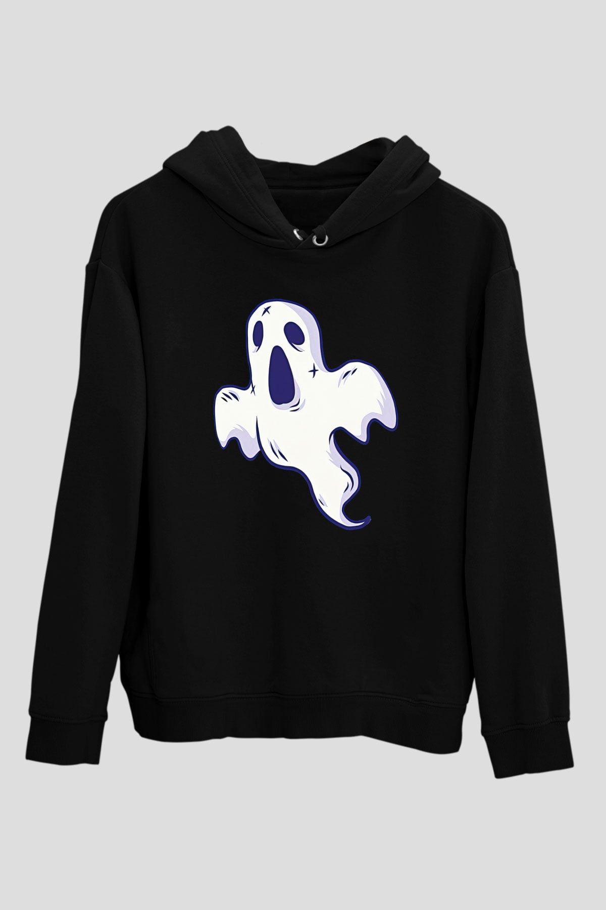 Halloween Baskılı Unisex Siyah Hoodie