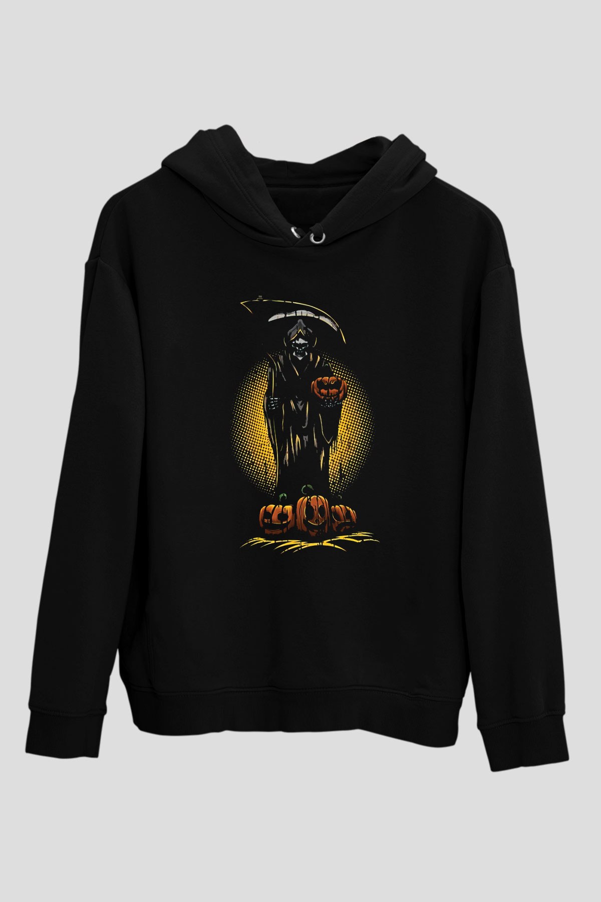 Halloween Baskılı Unisex Siyah Hoodie