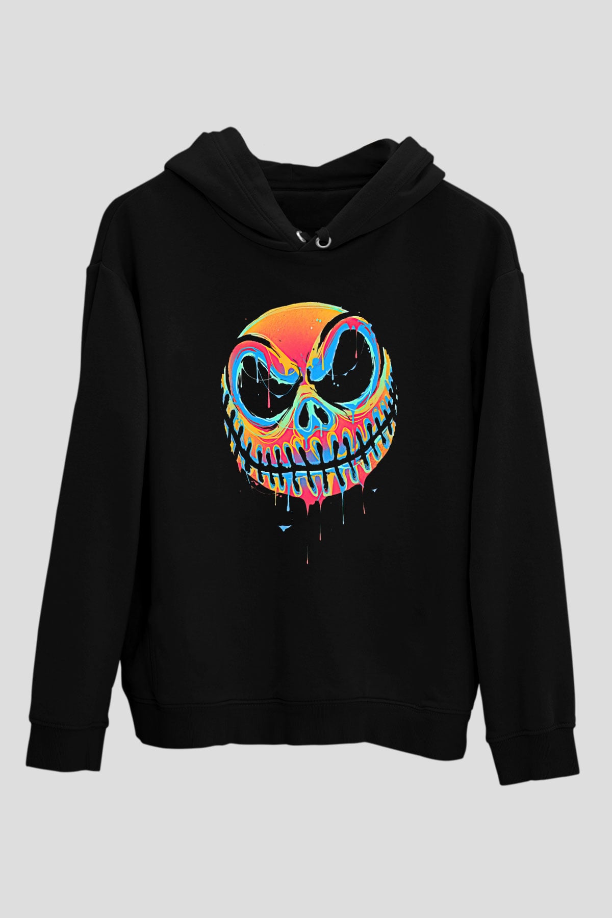 Halloween Baskılı Unisex Siyah Hoodie