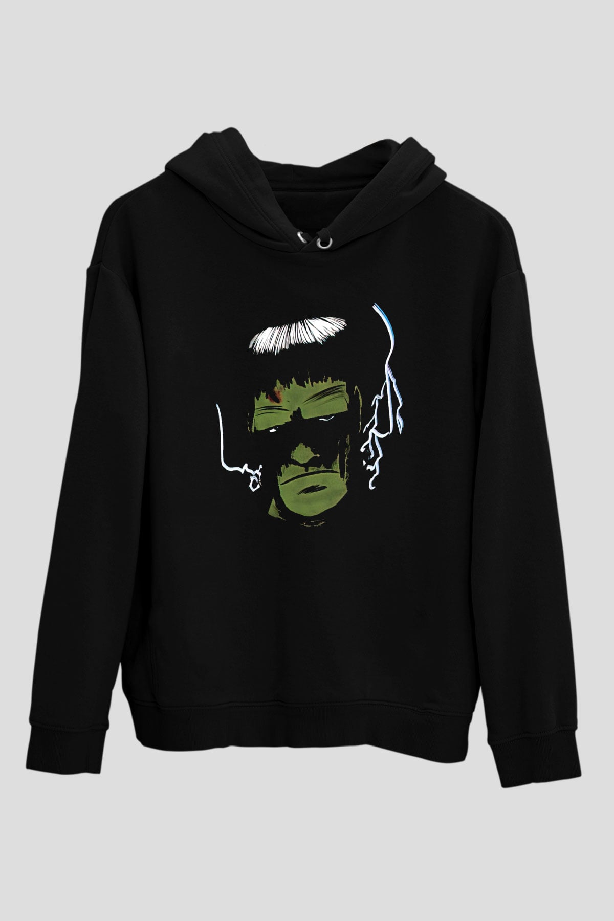 Halloween Baskılı Unisex Siyah Hoodie