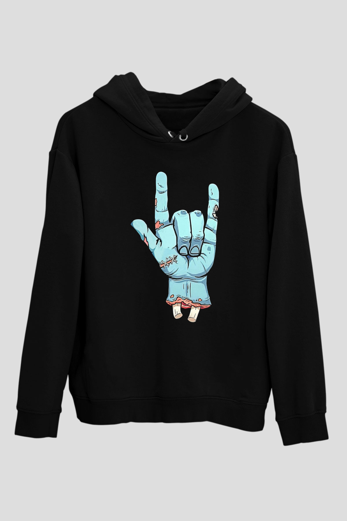 Halloween Baskılı Unisex Siyah Hoodie