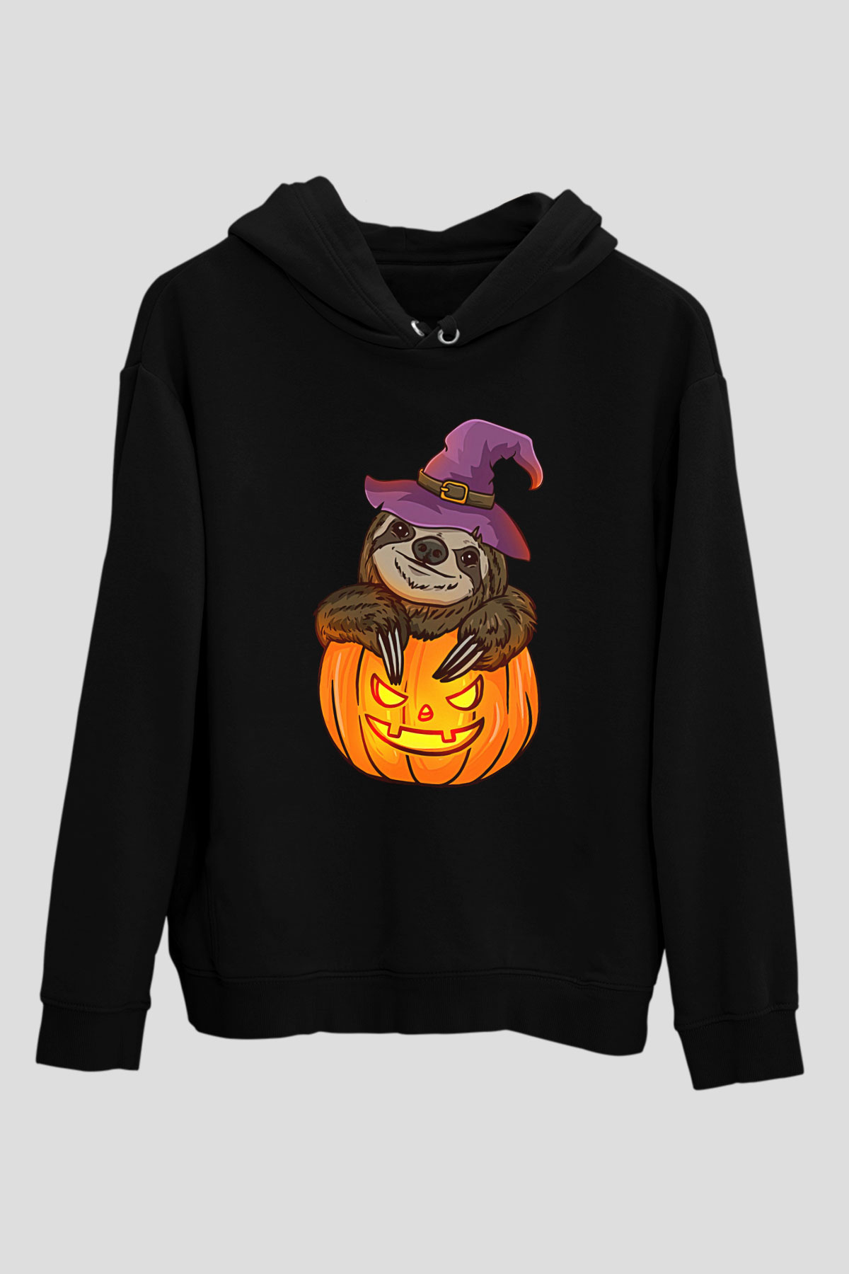 Halloween Baskılı Unisex Siyah Hoodie