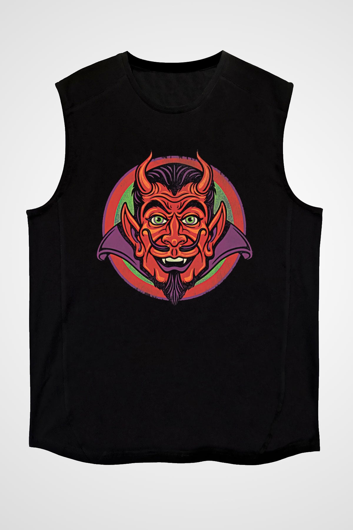 Halloween Baskılı Unisex Siyah Kolsuz Tişört - Tshirt