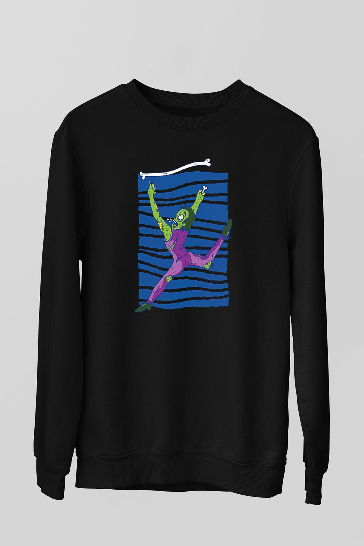 Halloween Baskılı Unisex Siyah Sweatshirt