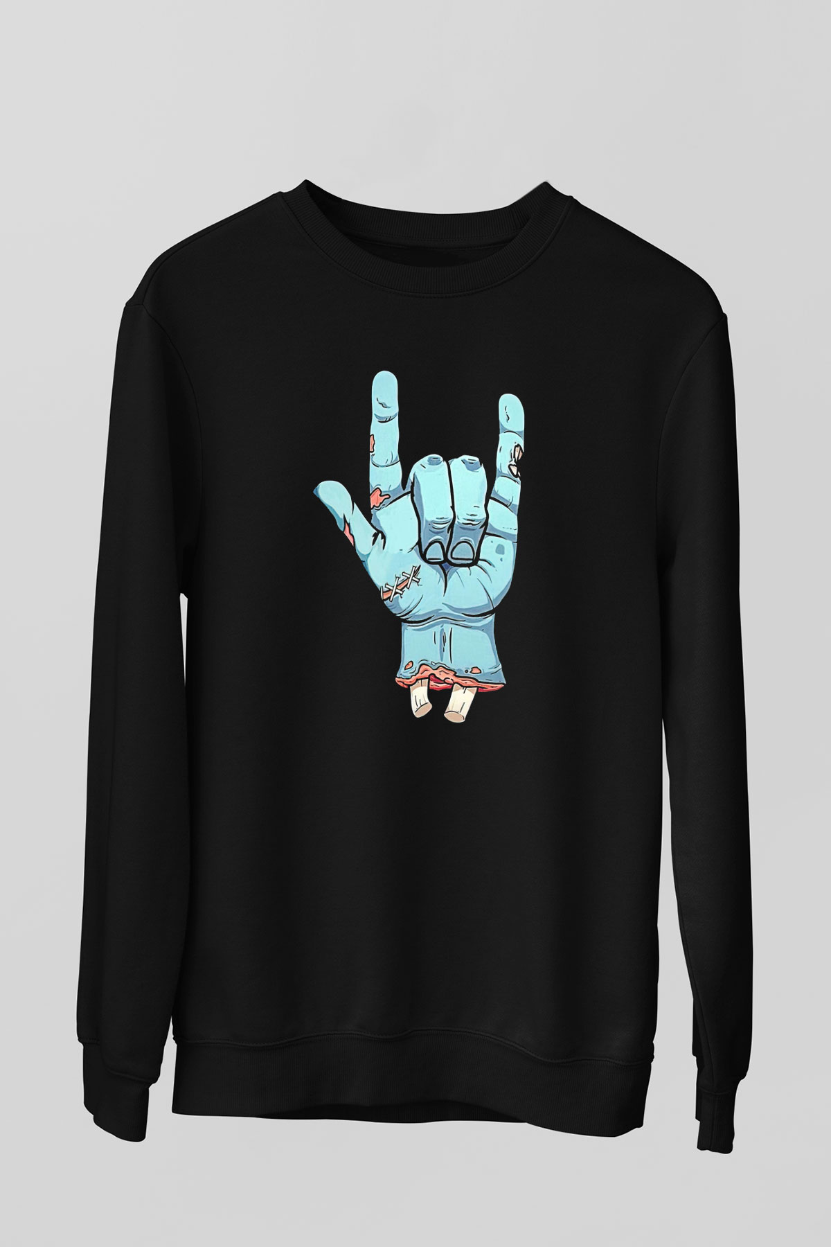Halloween Baskılı Unisex Siyah Sweatshirt