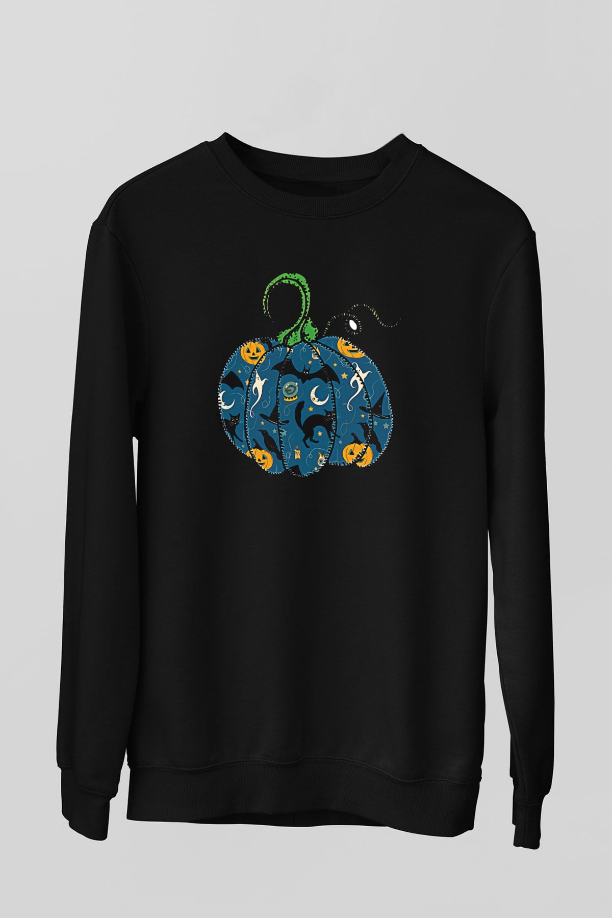 Halloween Baskılı Unisex Siyah Sweatshirt