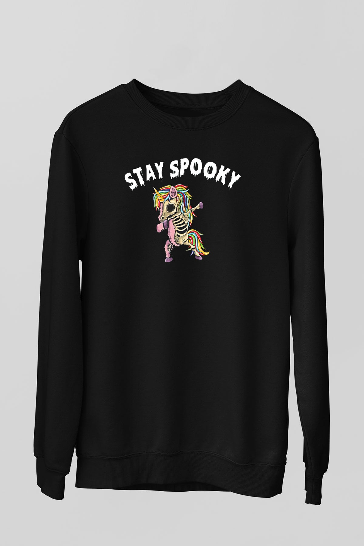 Halloween Baskılı Unisex Siyah Sweatshirt