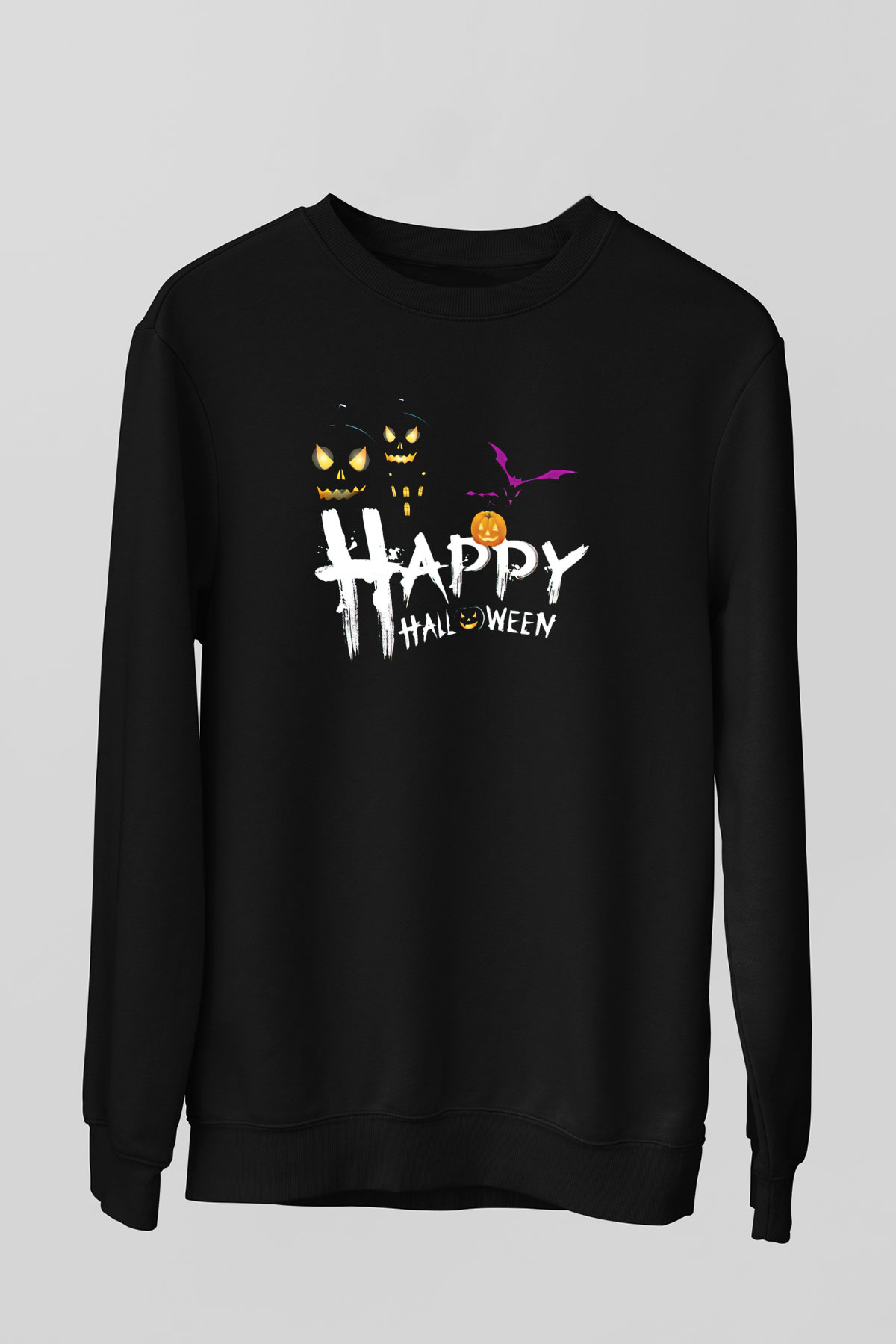Halloween Baskılı Unisex Siyah Sweatshirt