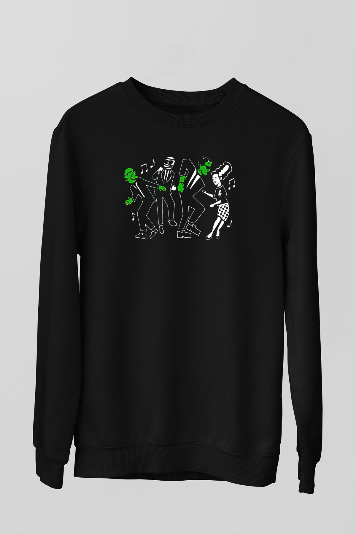 Halloween Baskılı Unisex Siyah Sweatshirt