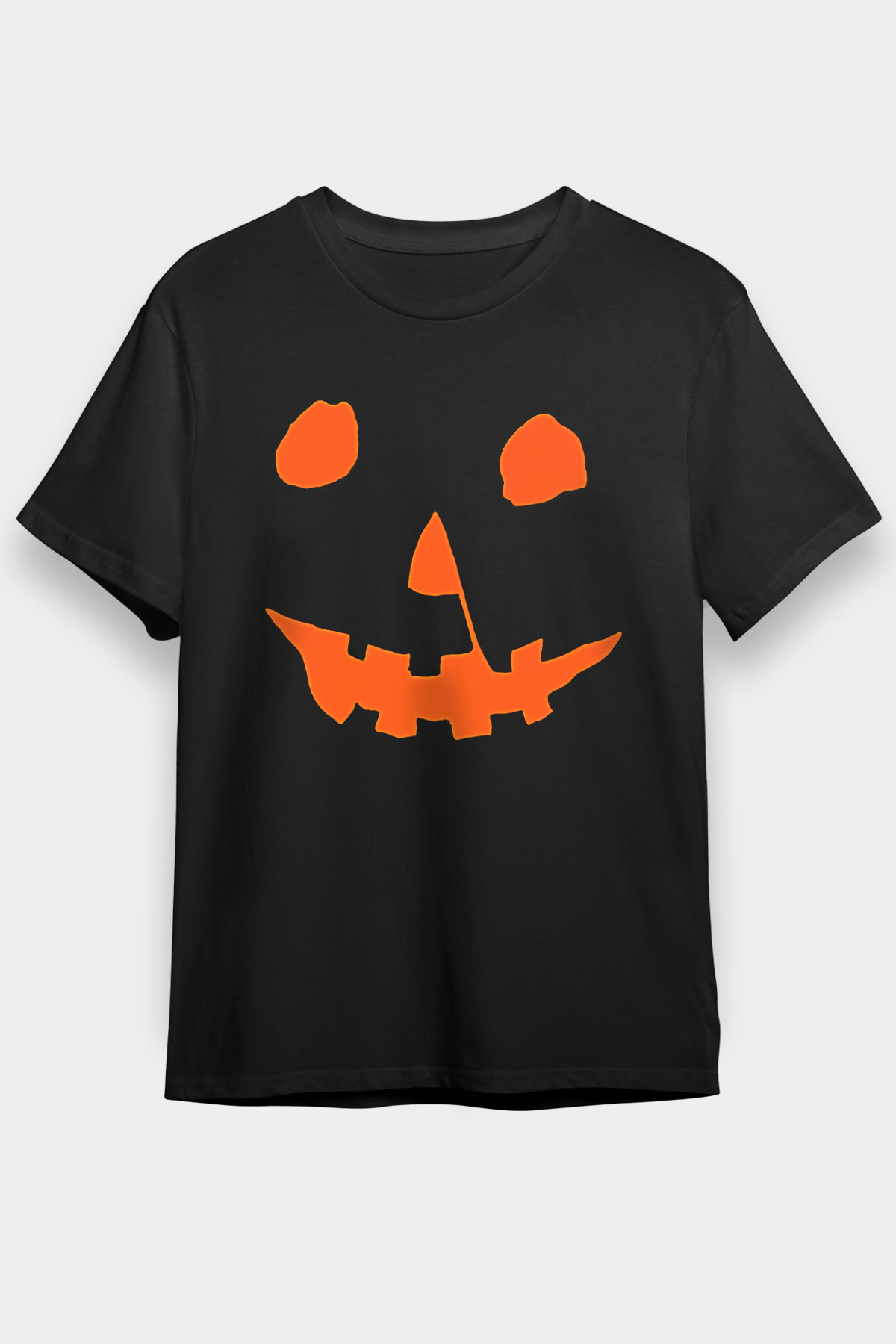 Halloween Baskılı Unisex Siyah Tişört - Tshirt
