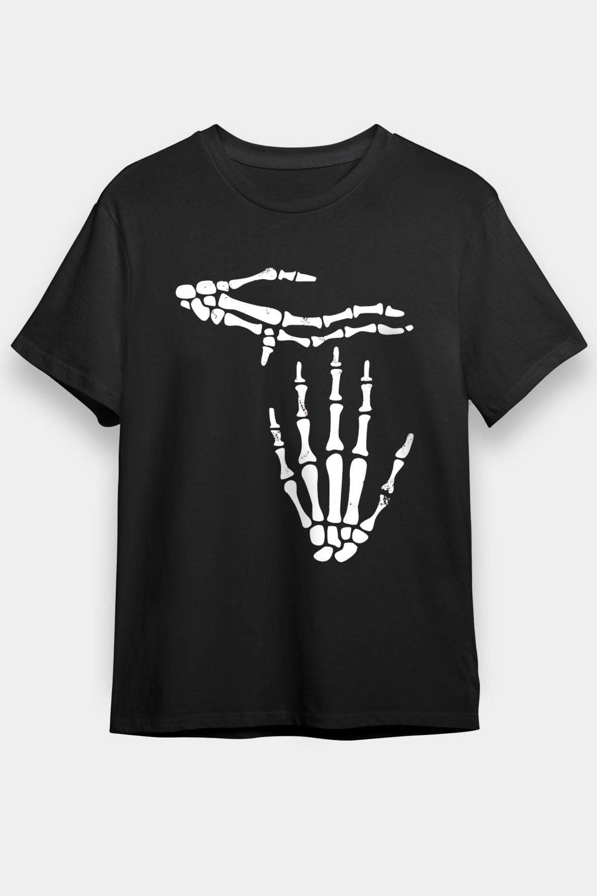 Halloween Baskılı Unisex Siyah Tişört - Tshirt