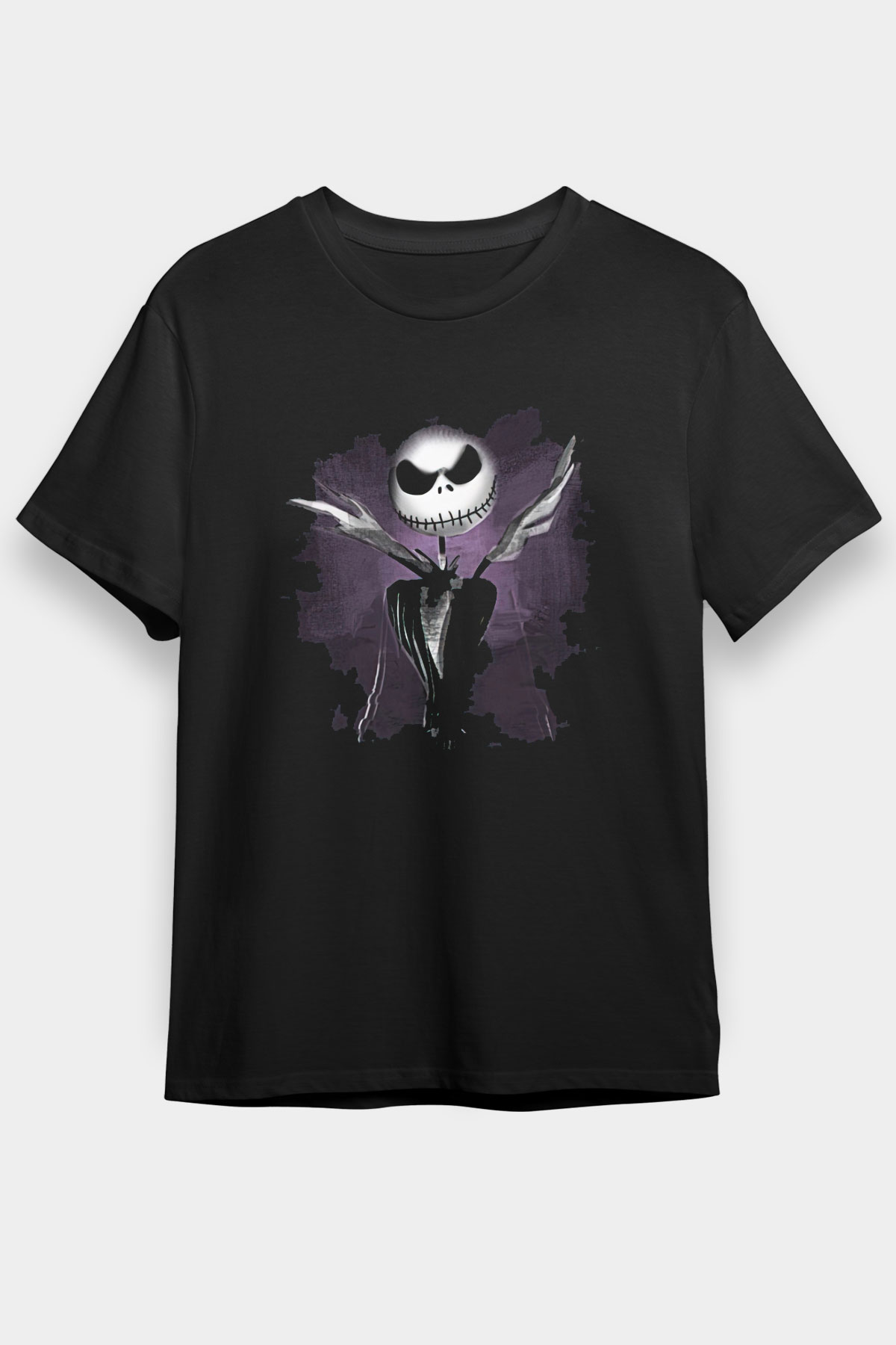 Halloween Baskılı Unisex Siyah Tişört - Tshirt