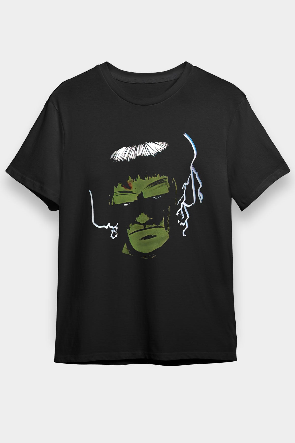 Halloween Baskılı Unisex Siyah Tişört - Tshirt