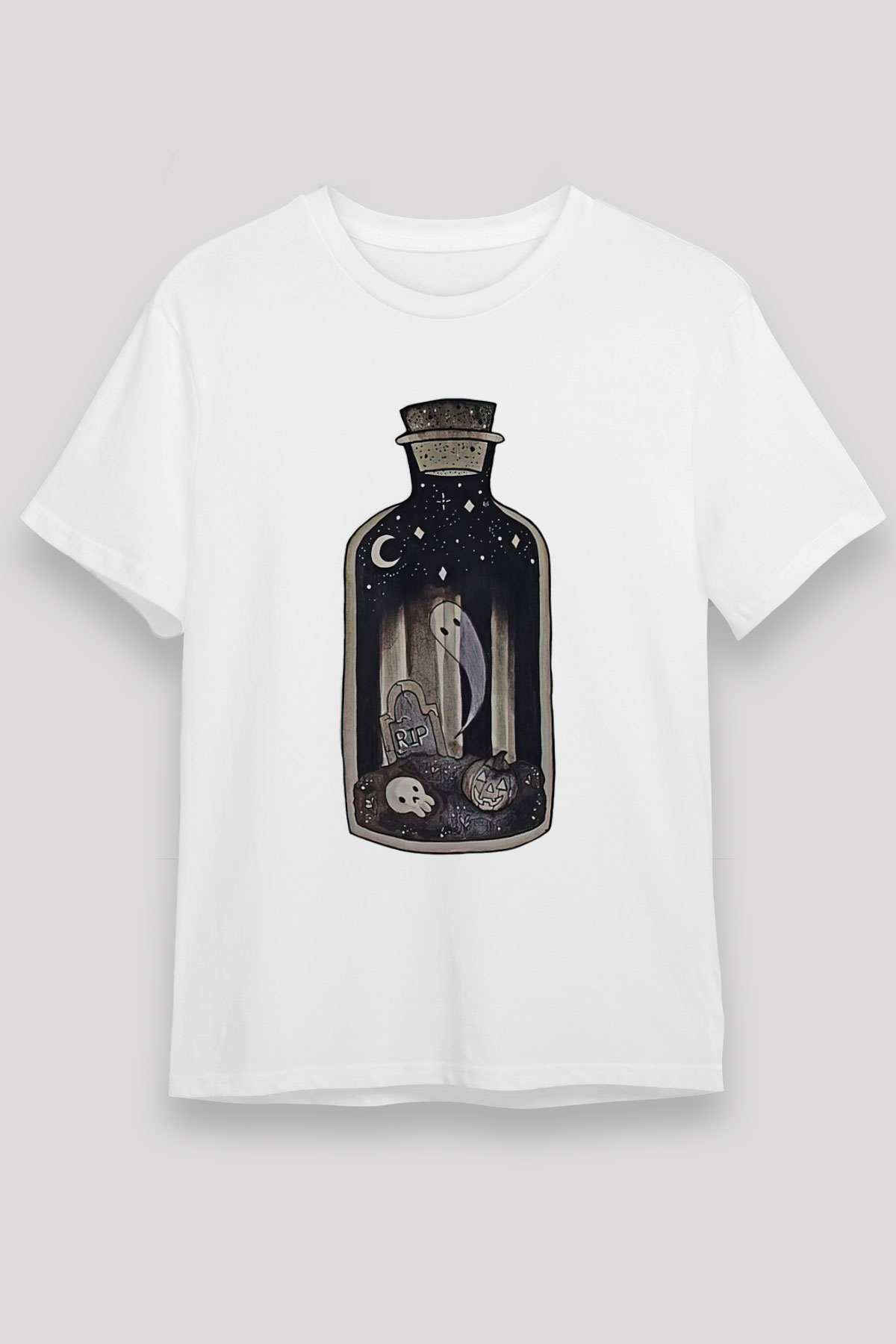 Halloween Unisex Baskılı Beyaz Tişört - Tshirt