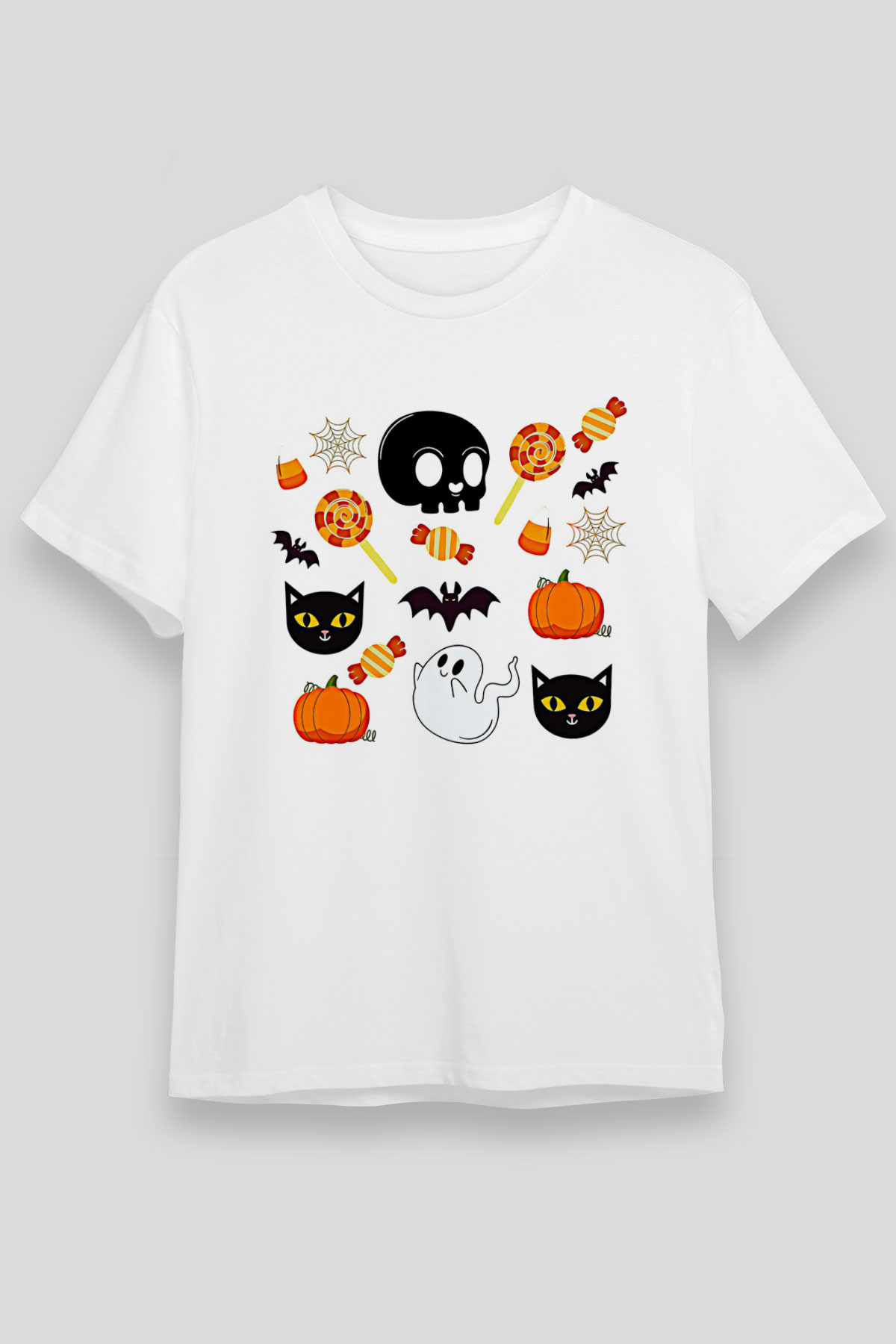 Halloween Unisex Baskılı Beyaz Tişört - Tshirt