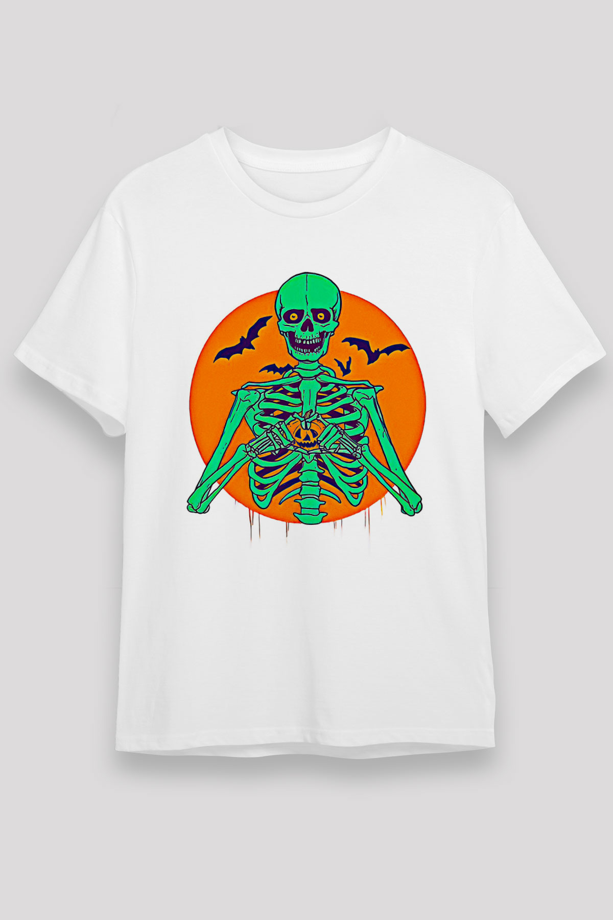Halloween Unisex Baskılı Beyaz Tişört - Tshirt