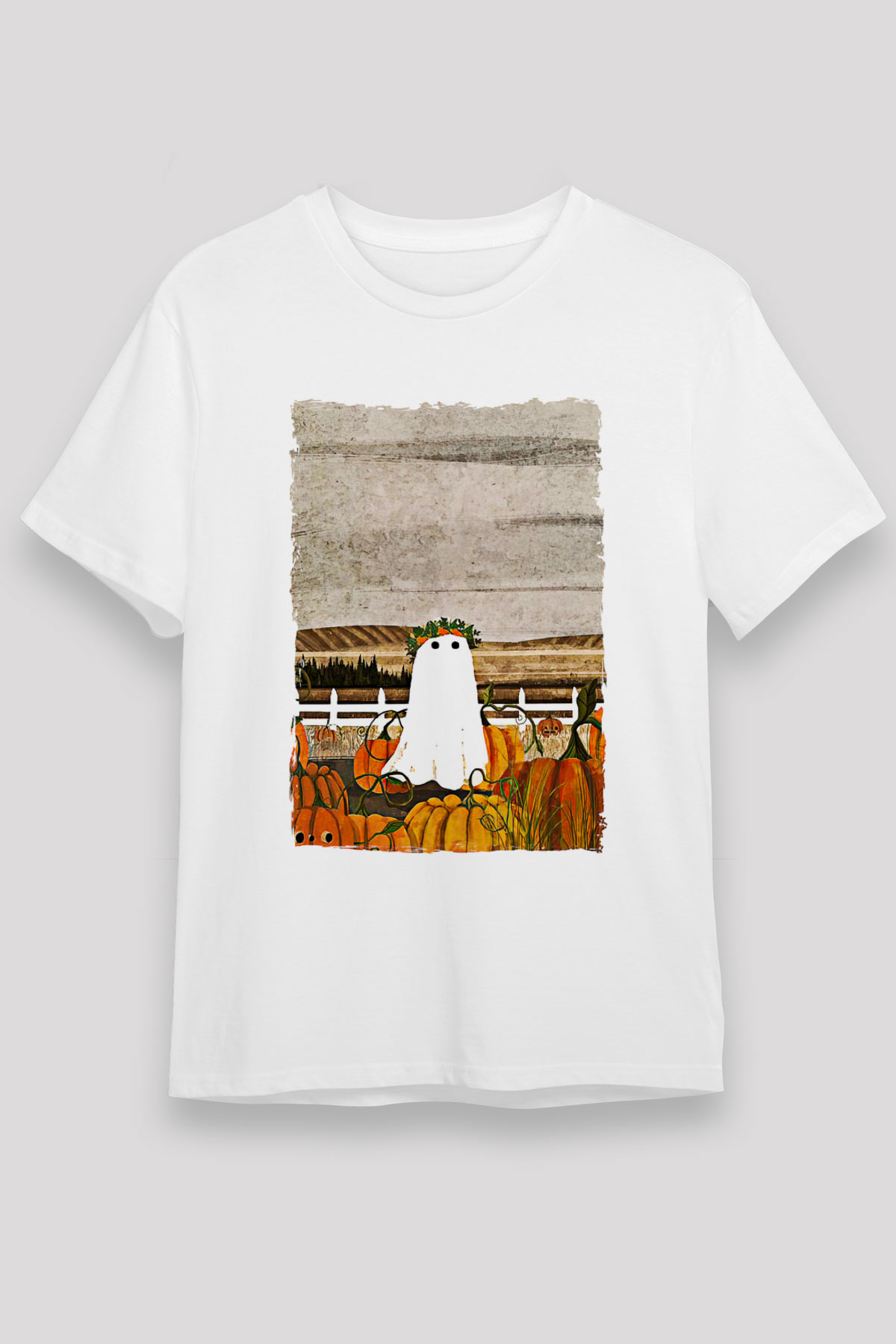 Halloween Unisex Baskılı Beyaz Tişört - Tshirt