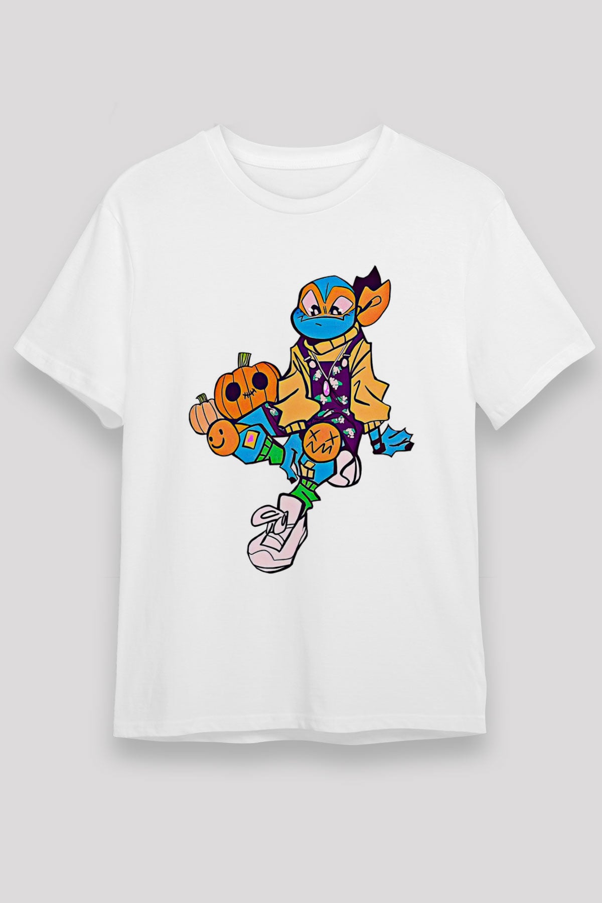 Halloween Unisex Baskılı Beyaz Tişört - Tshirt