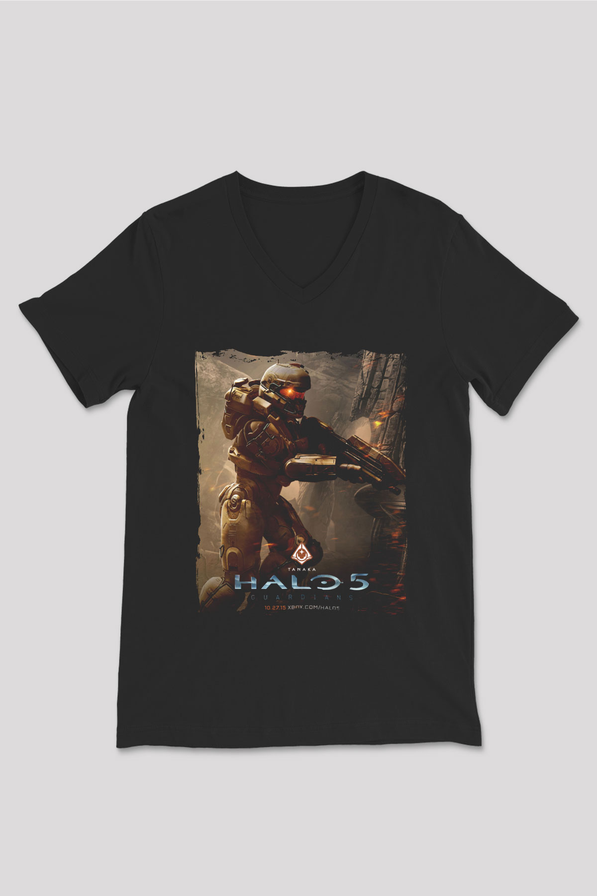 Halo Wars Siyah Unisex V Yaka Tişört