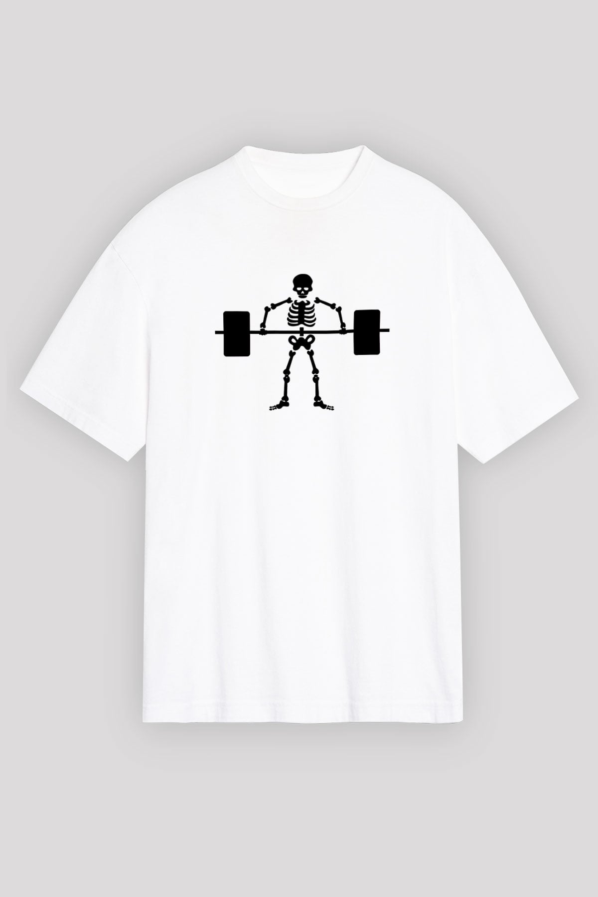 Halter Baskılı Unisex Beyaz Oversize Tişört - Tshirt