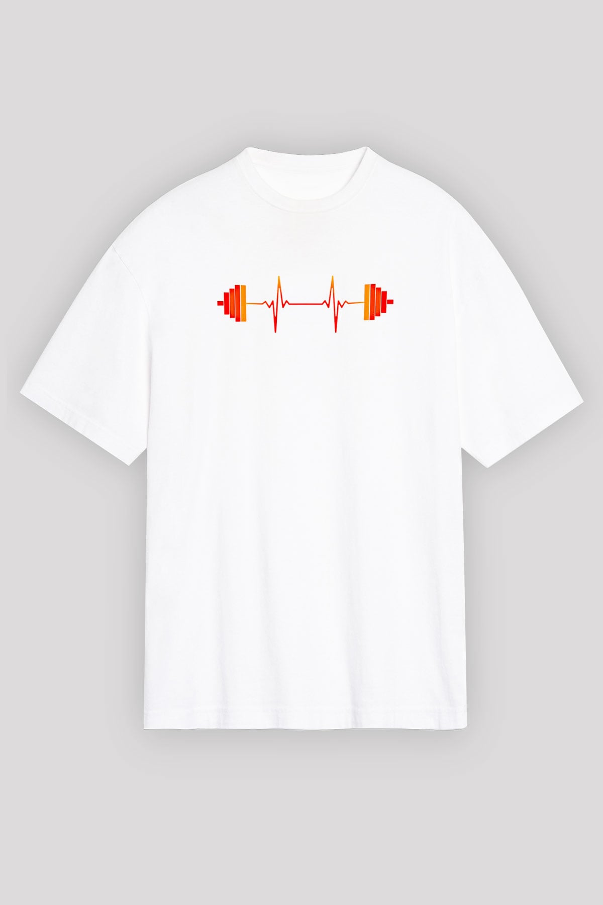 Halter Baskılı Unisex Beyaz Oversize Tişört - Tshirt
