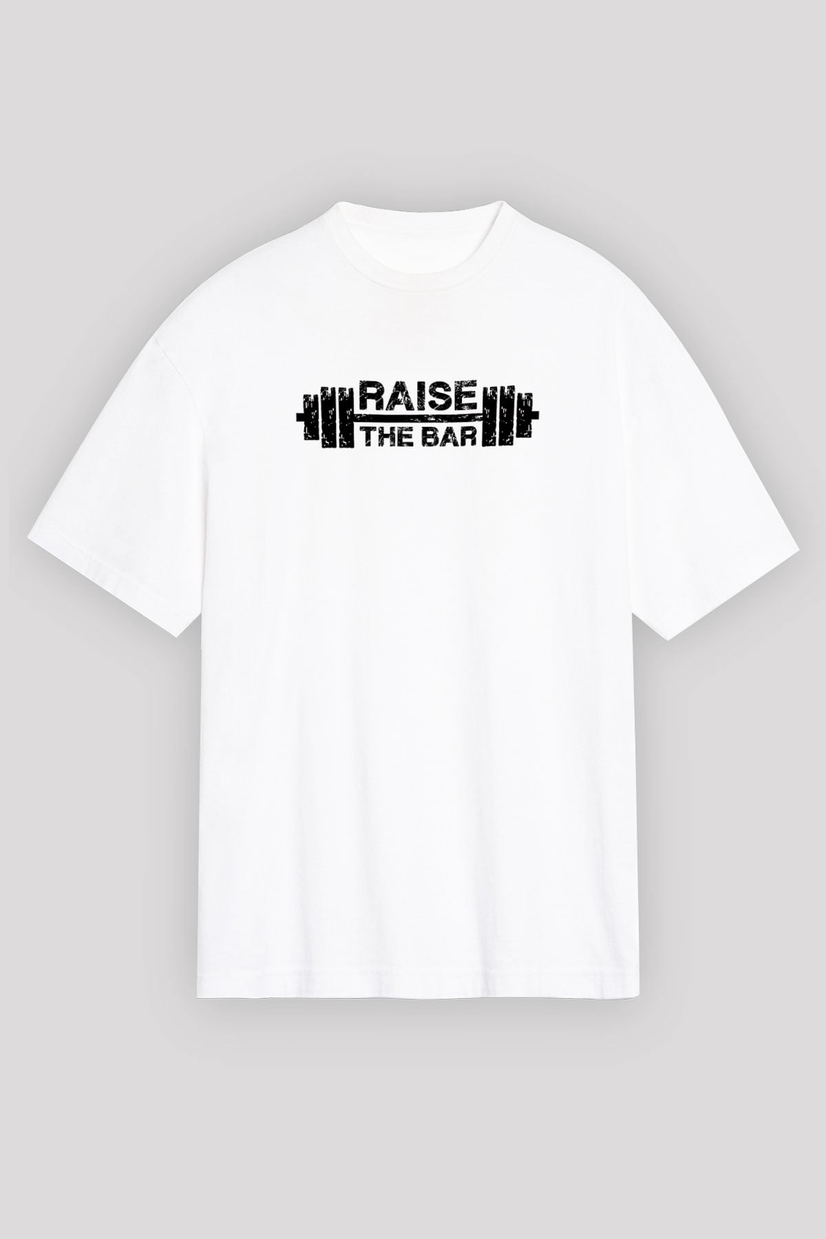 Halter Baskılı Unisex Beyaz Oversize Tişört - Tshirt