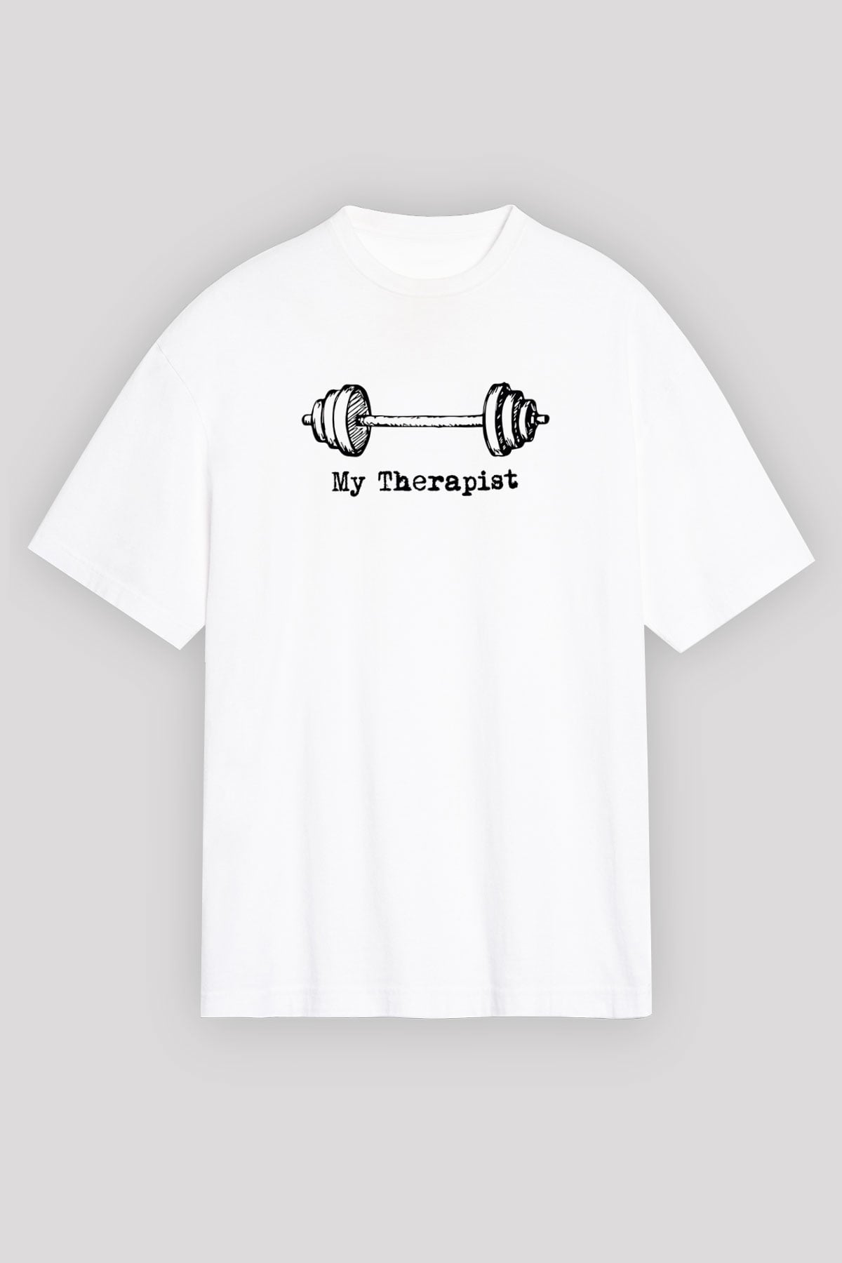 Halter Baskılı Unisex Beyaz Oversize Tişört - Tshirt