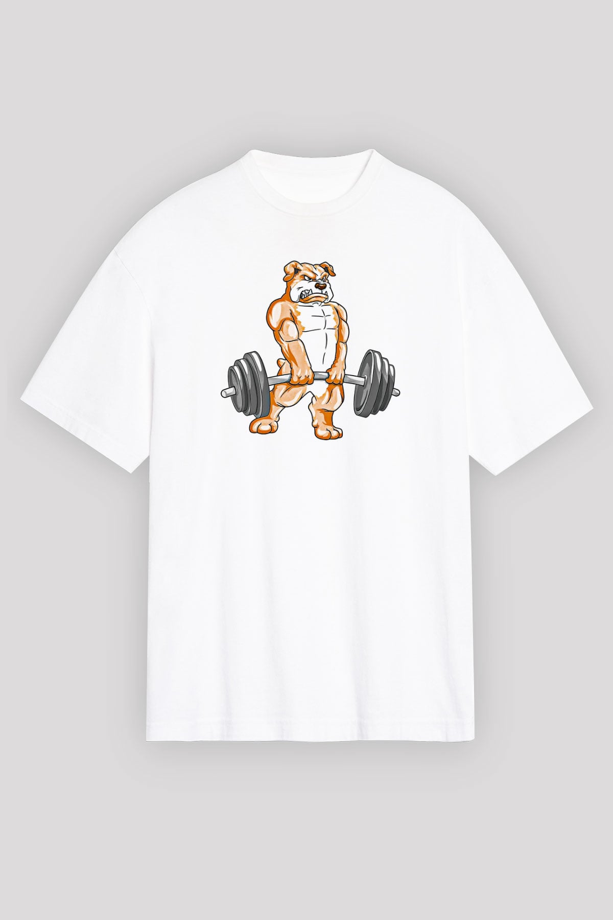 Halter Baskılı Unisex Beyaz Oversize Tişört - Tshirt