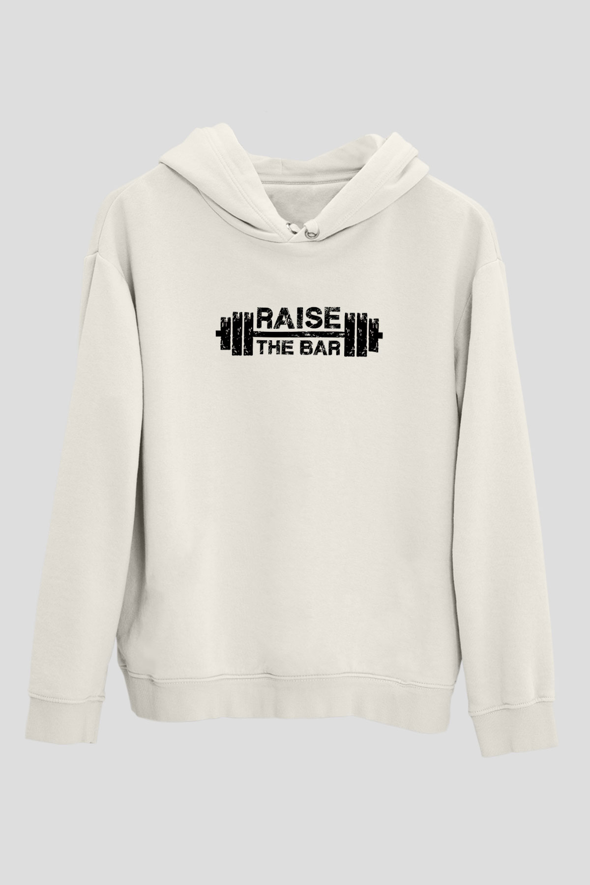 Halter Baskılı Unisex Ekru Hoodie