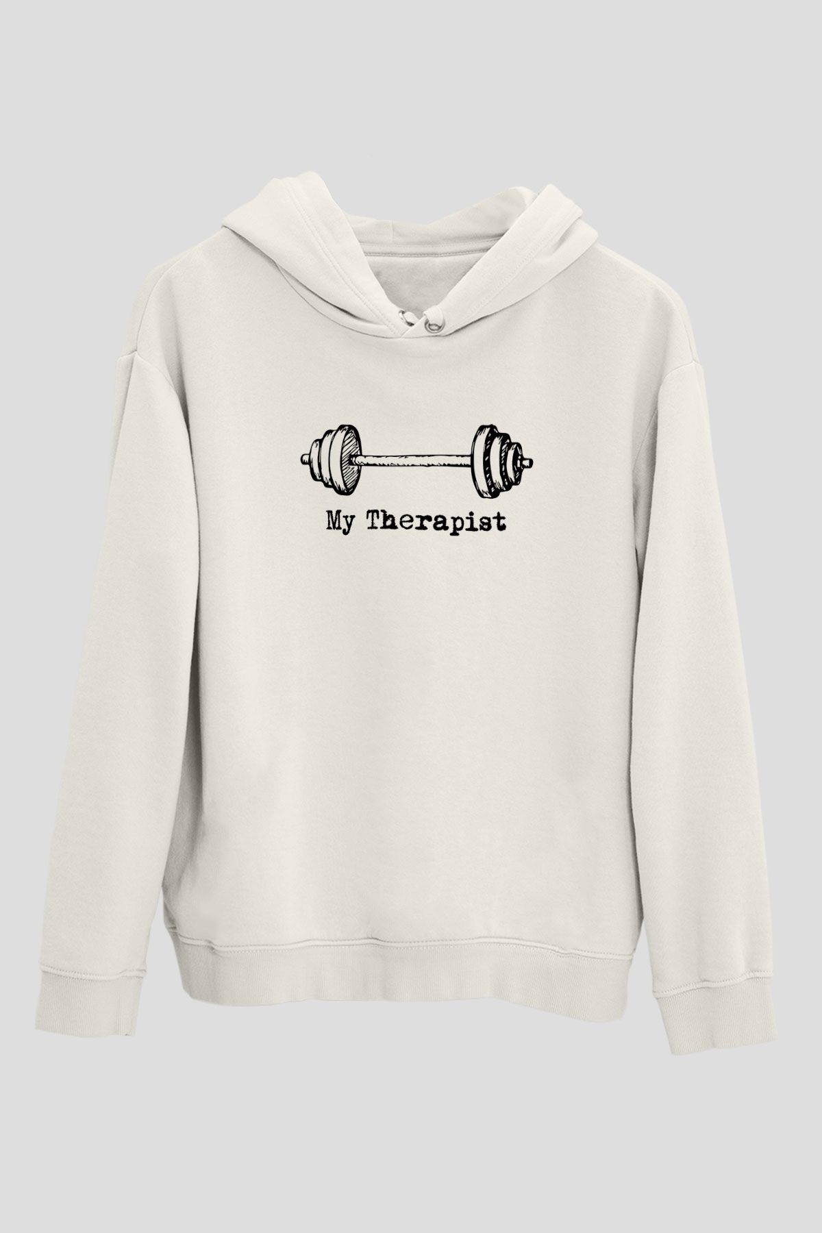Halter Baskılı Unisex Ekru Hoodie