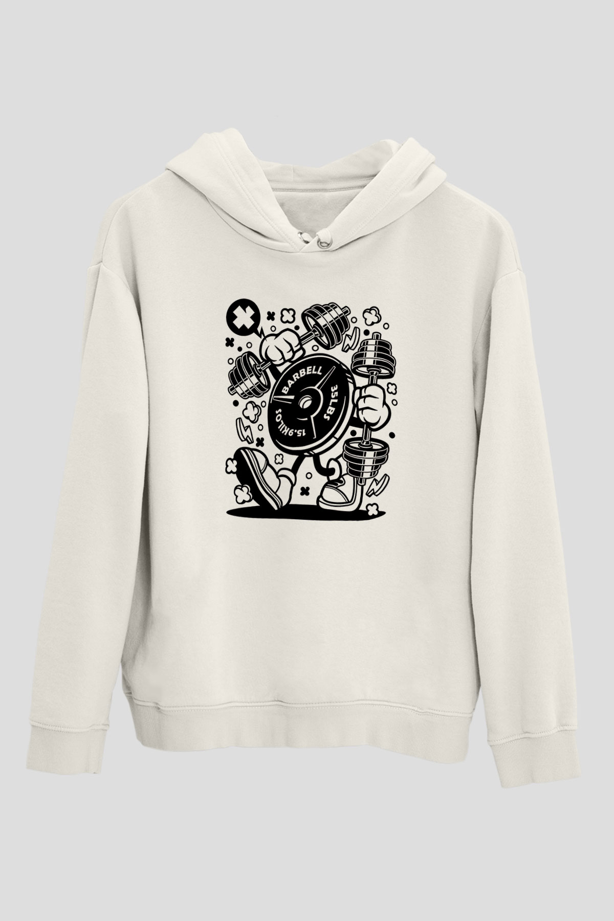 Halter Baskılı Unisex Ekru Hoodie