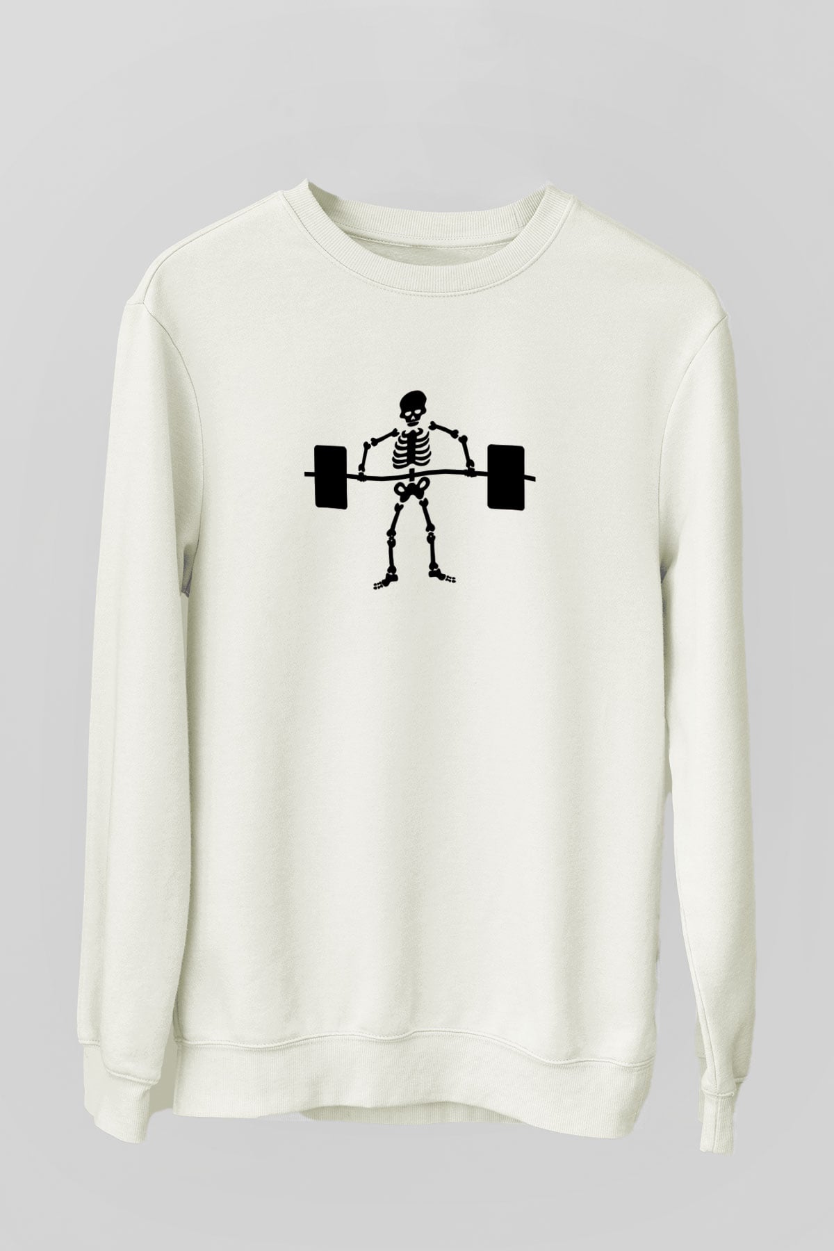 Halter Baskılı Unisex Ekru Sweatshirt
