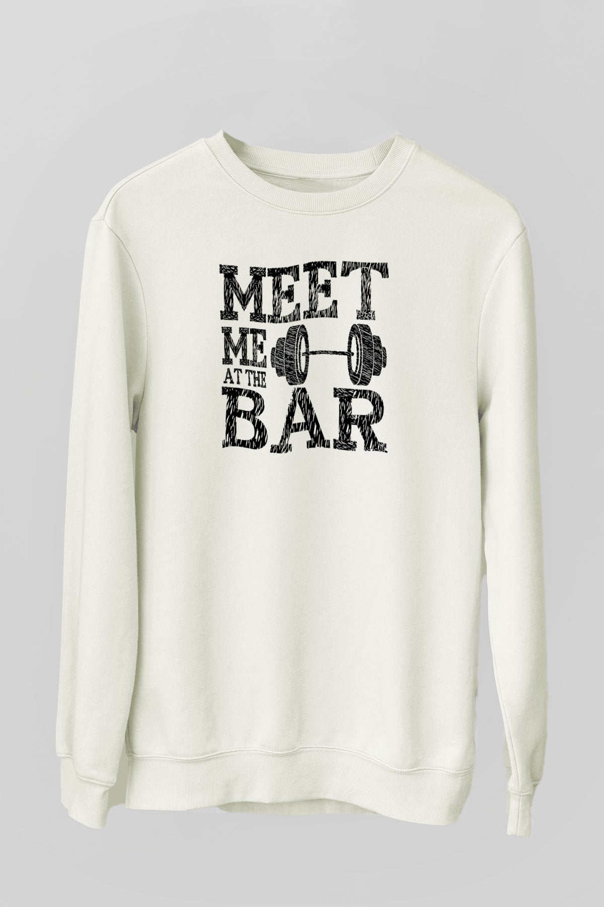 Halter Baskılı Unisex Ekru Sweatshirt