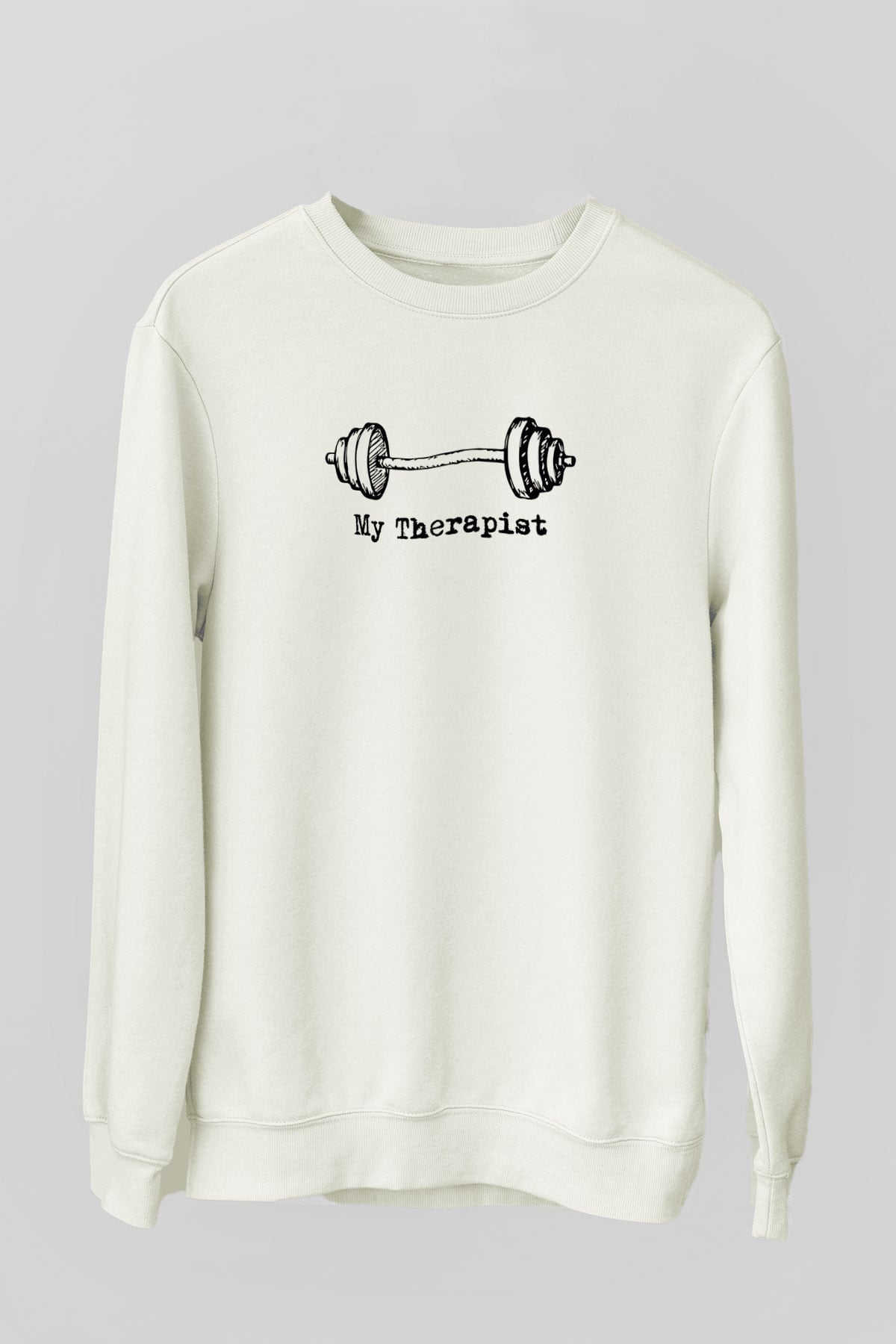 Halter Baskılı Unisex Ekru Sweatshirt