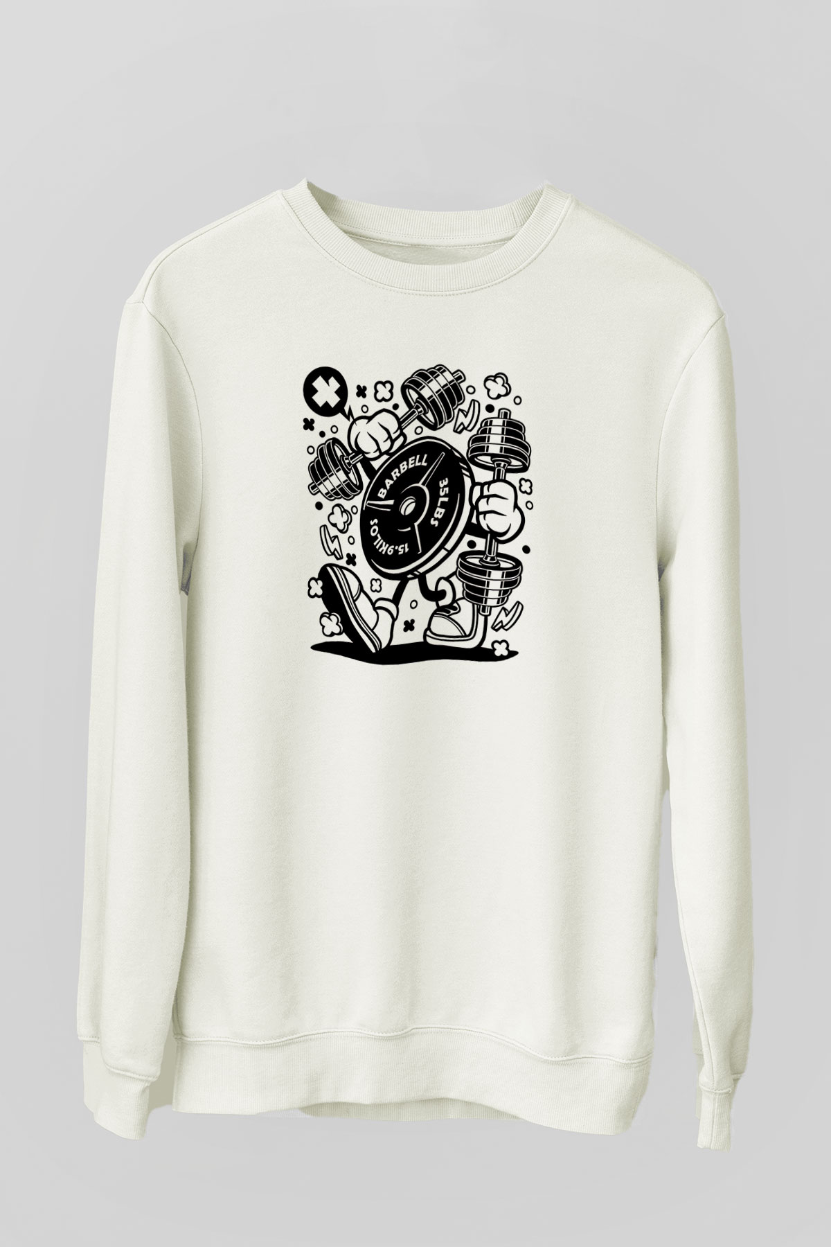 Halter Baskılı Unisex Ekru Sweatshirt